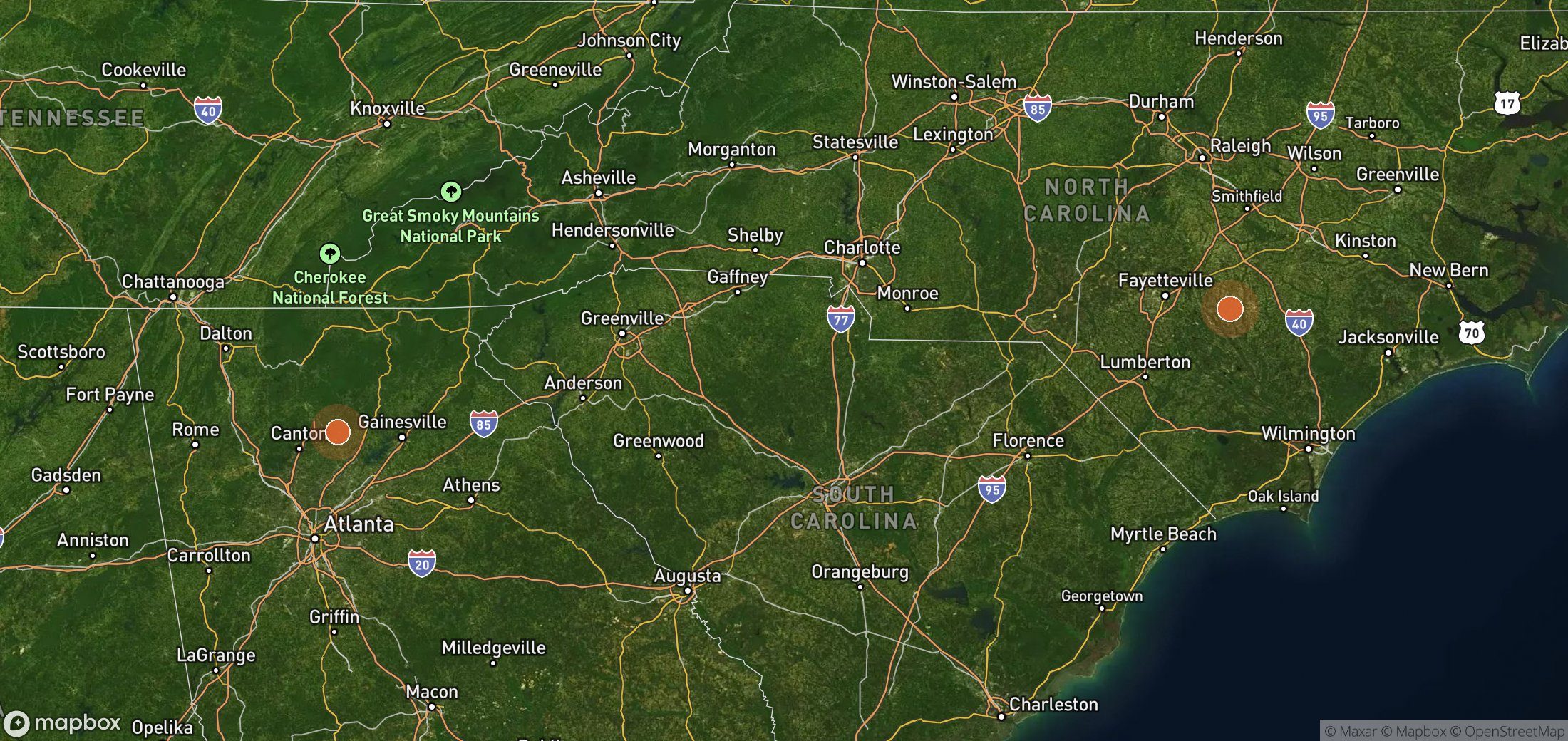 Satellite map of methane plume locations in GFL ENVIRONMENTAL HOLDINGS (US) INC
