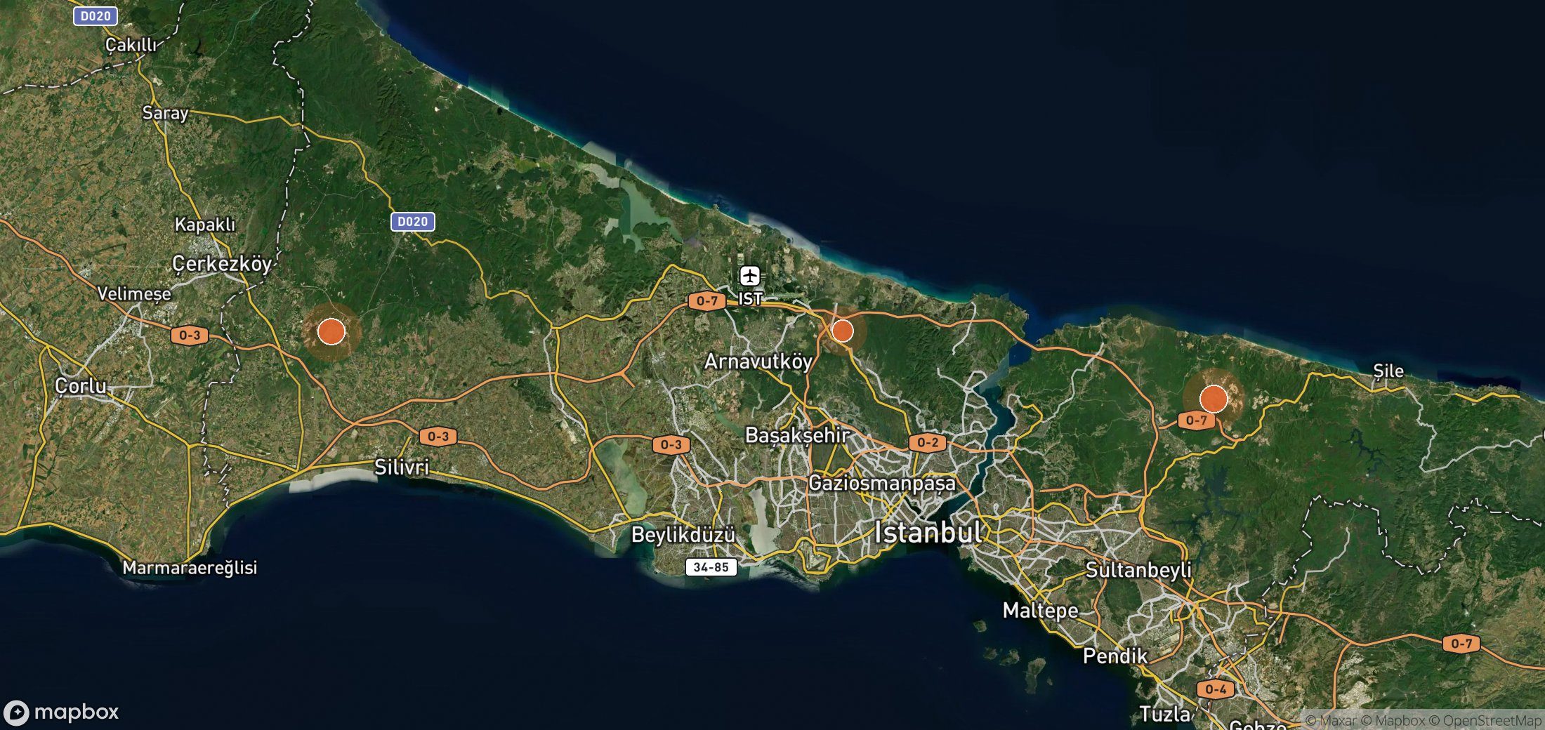 Mapa satelital de plumas de metano en İstaç