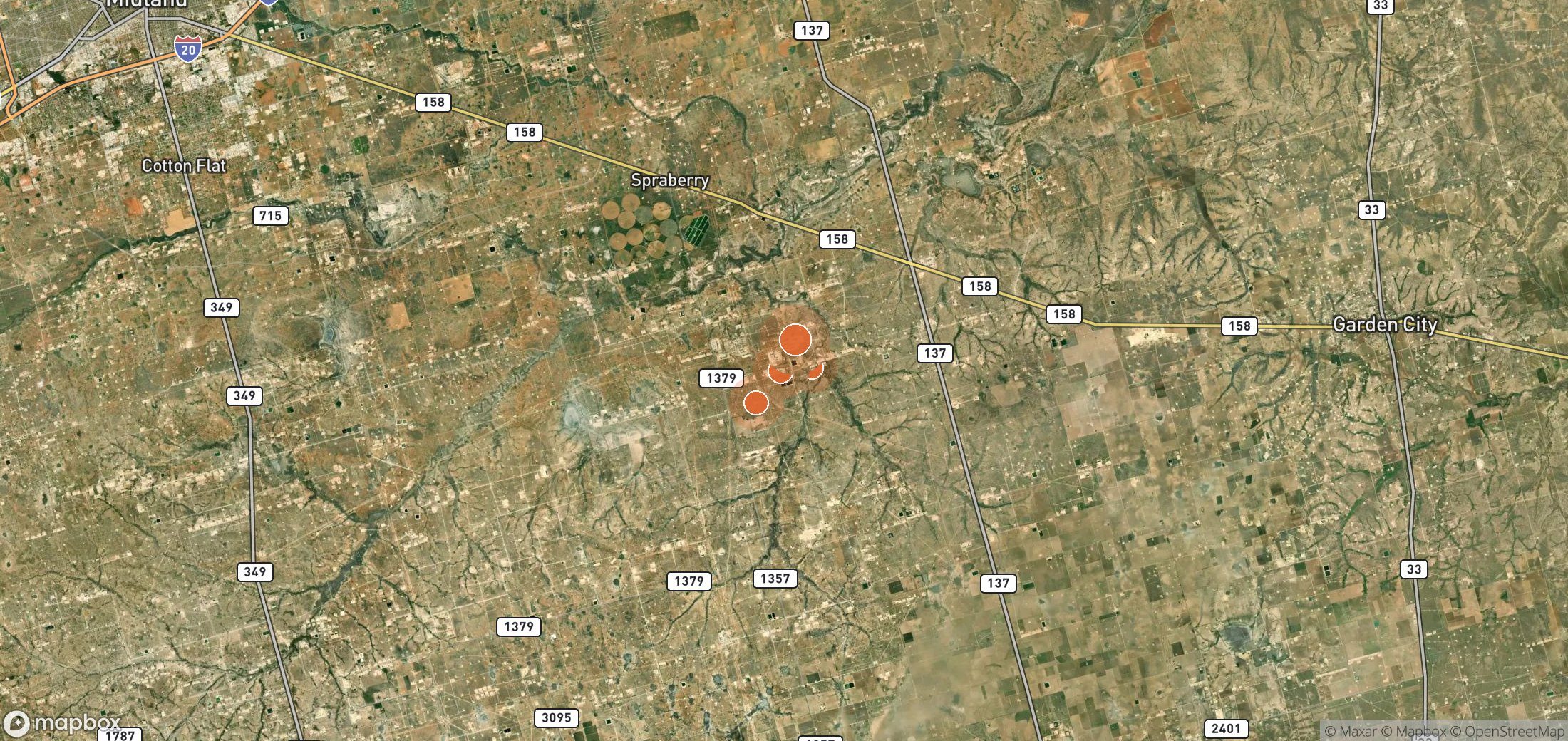 Satellite map of methane plume locations in NAVITAS MIDSTREAM PARTNERS LLC