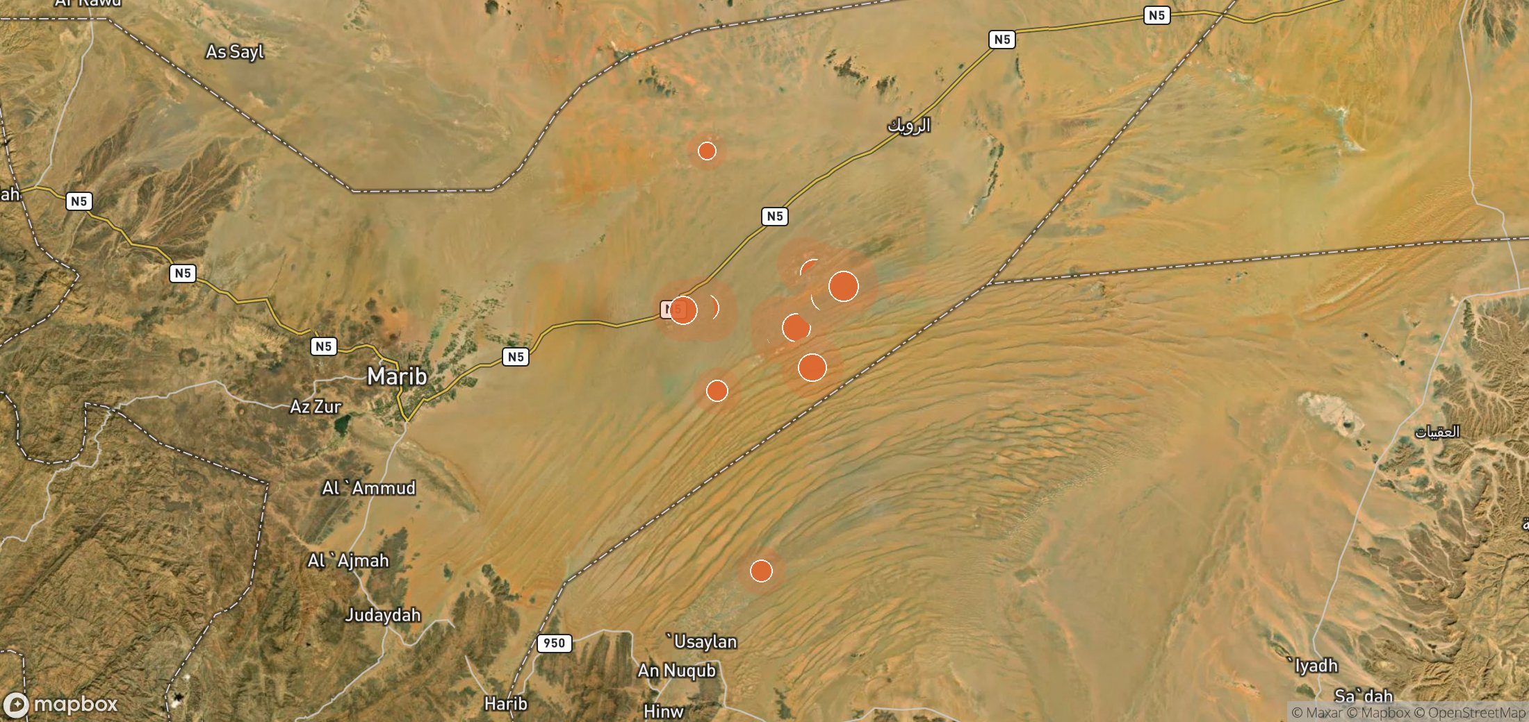 Satellite map of methane plume locations in Safer Exploration and Production Operations Company