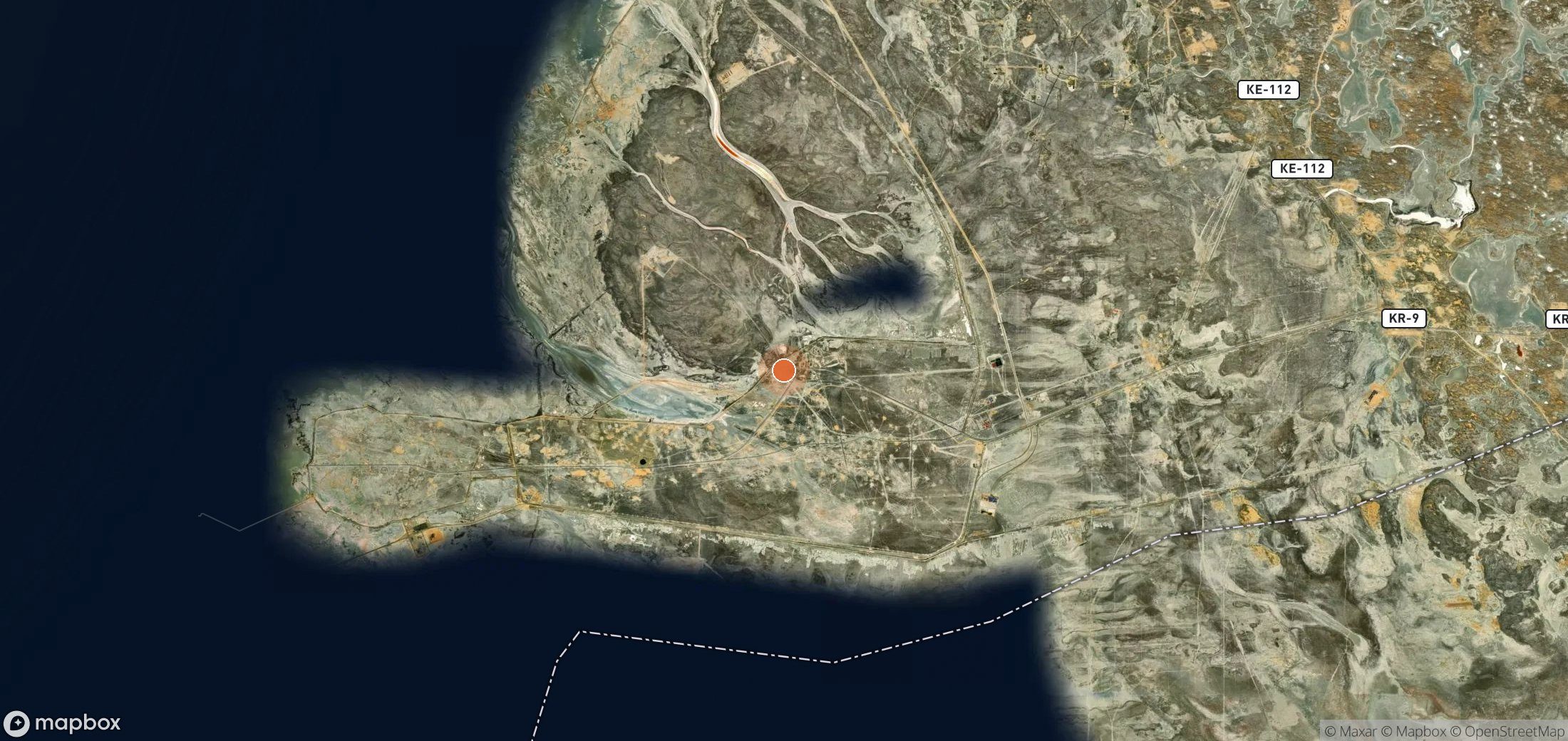 Mapa satelital de plumas de metano en Tengizchevroil