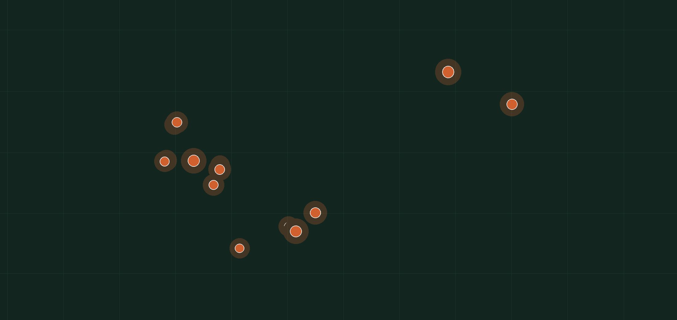 Satellite map of methane plume locations in Oman