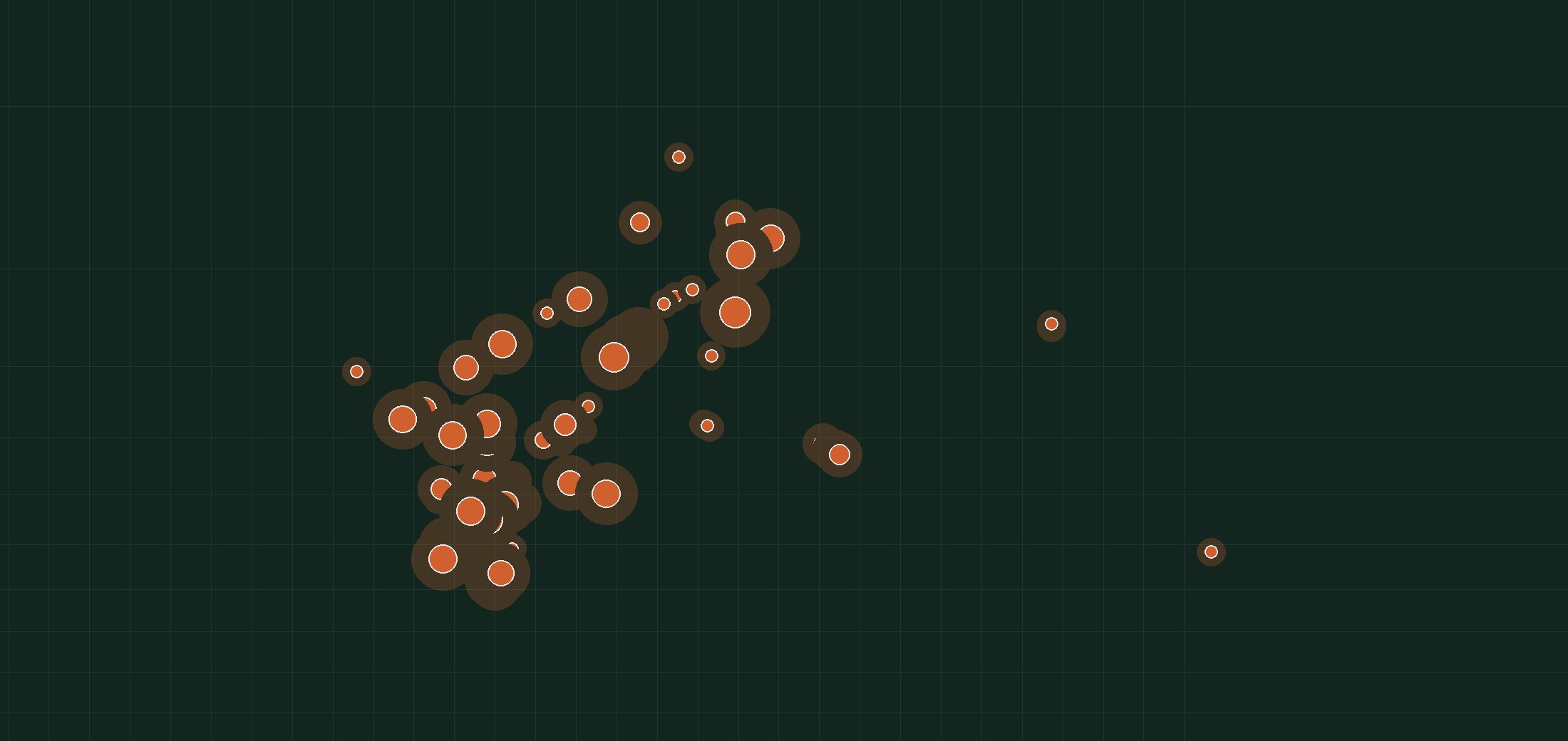 Mapa satelital de plumas de metano en Rusia