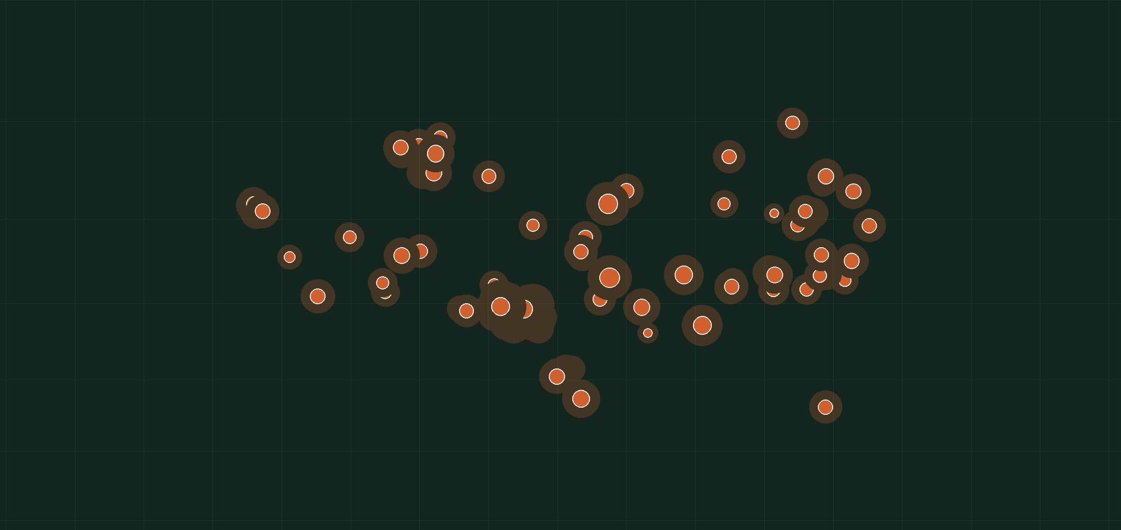 Mapa satelital de plumas de metano en Estados Unidos