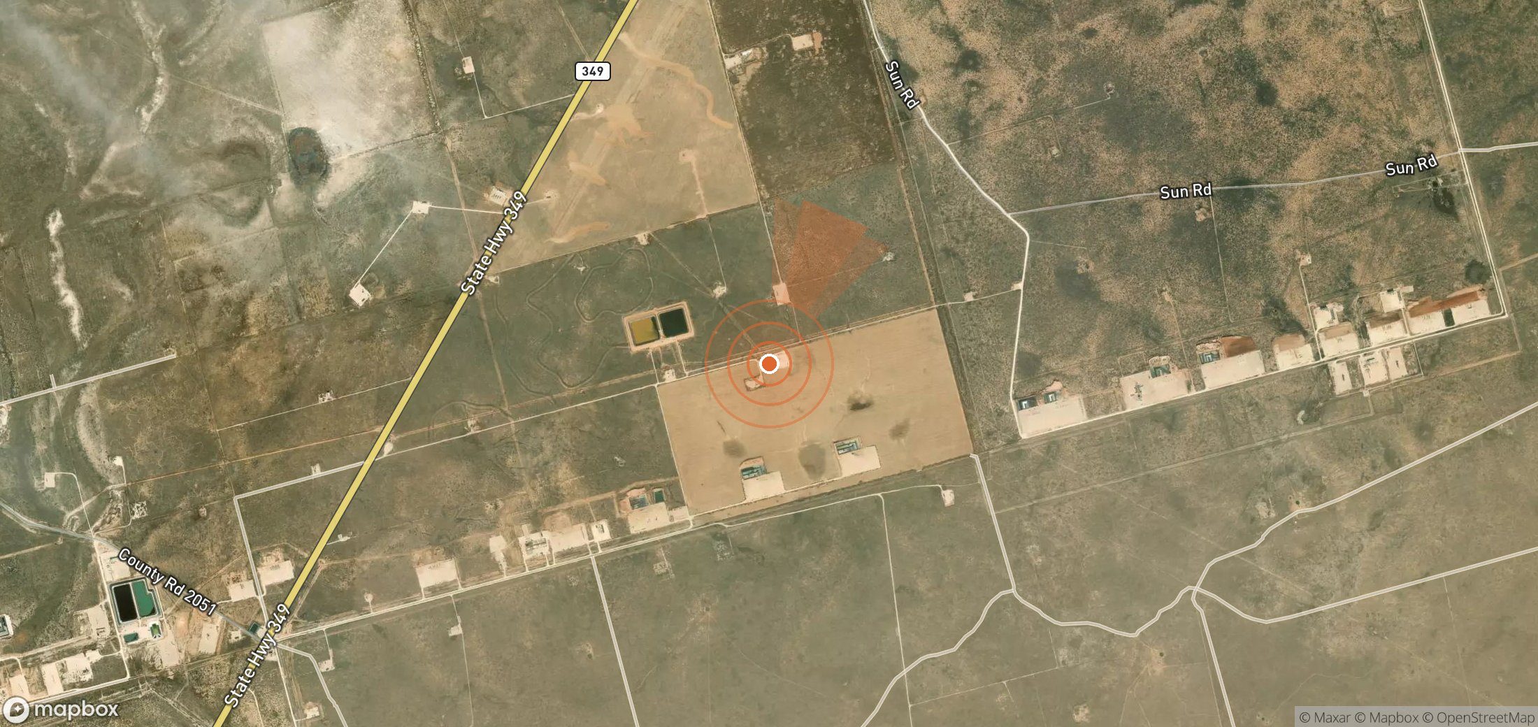 Satellite map of methane plume locations in United States