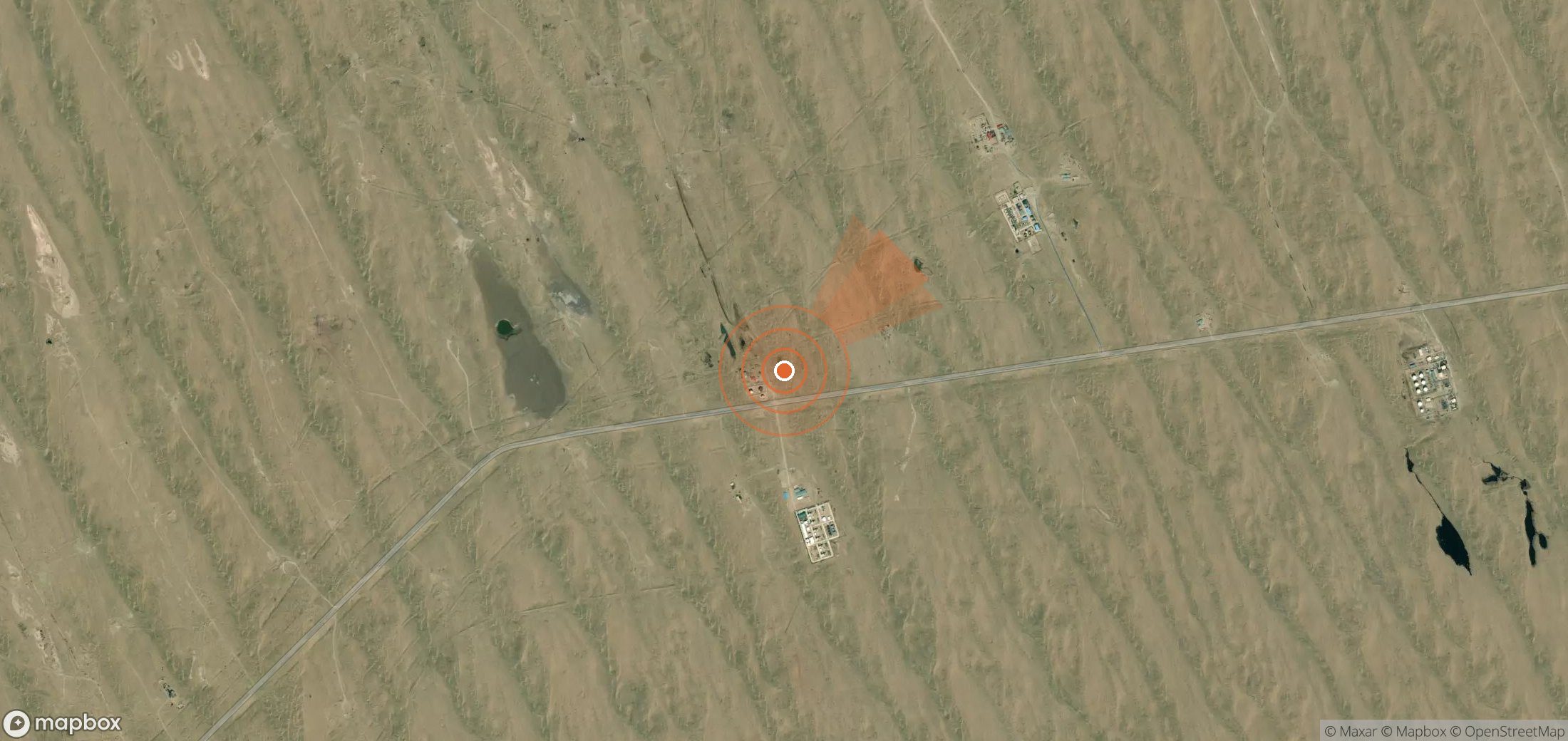 Satellite map of methane plume locations in Turkmenistan