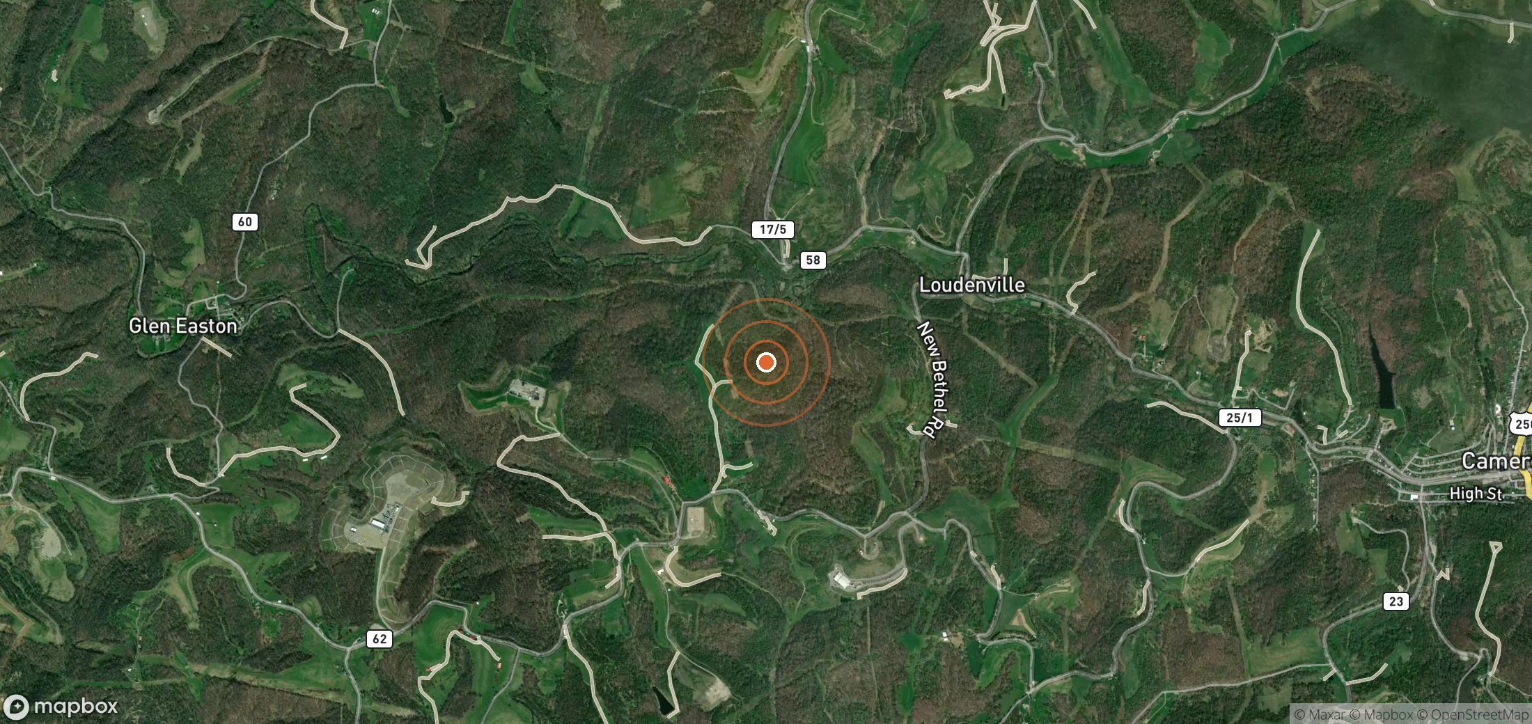 Satellite map of methane plume locations in United States