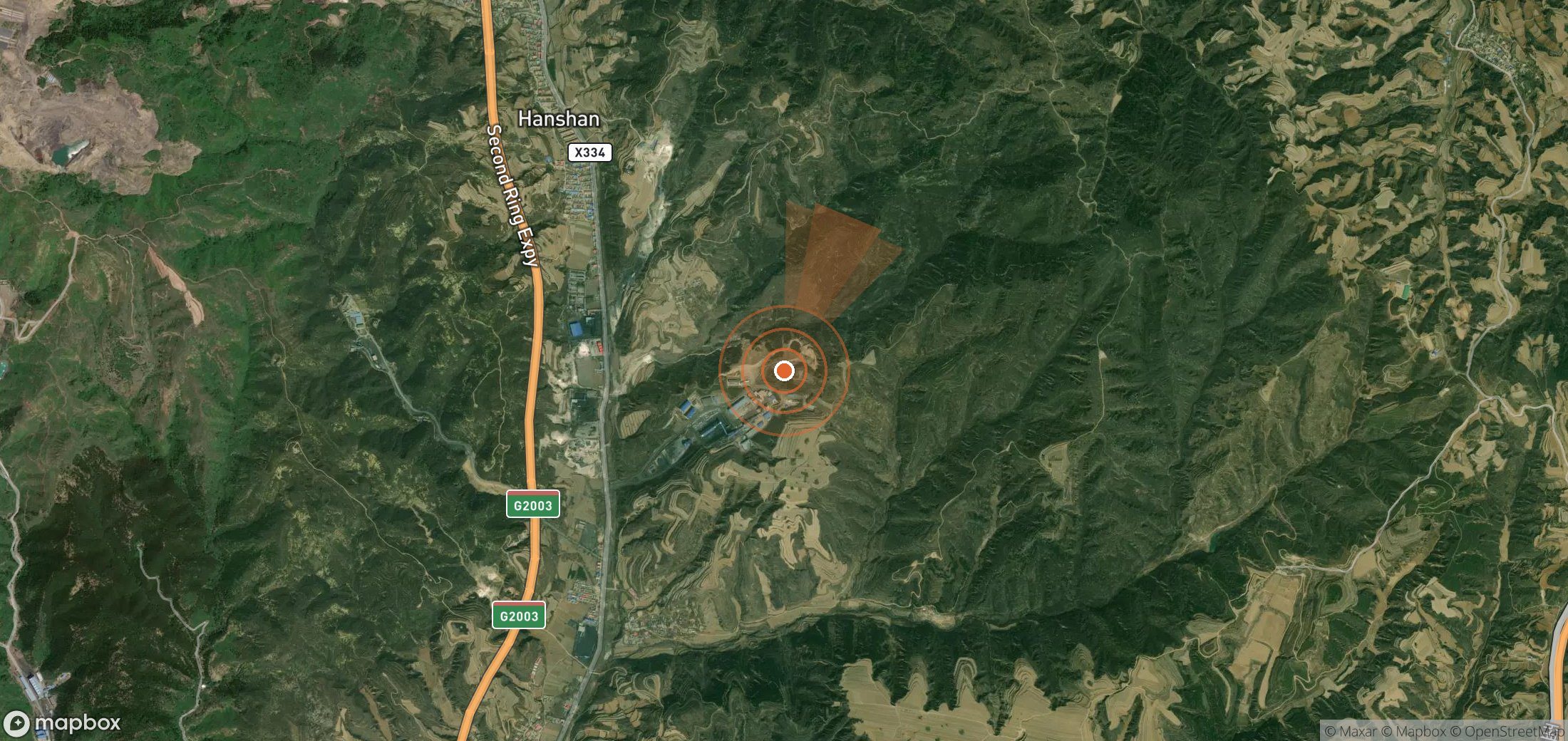 Satellite map of methane plume locations in China
