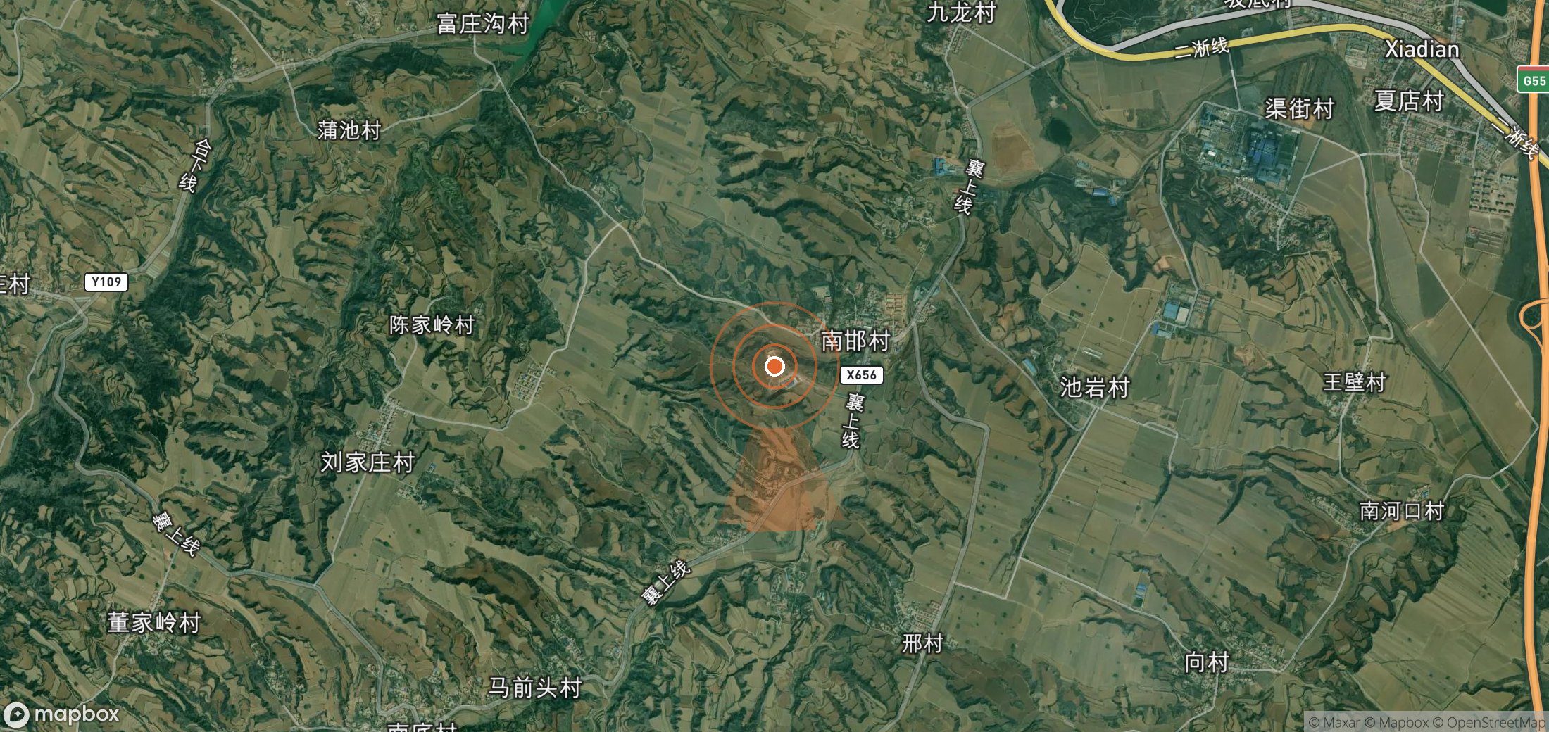 Satellite map of methane plume locations in China