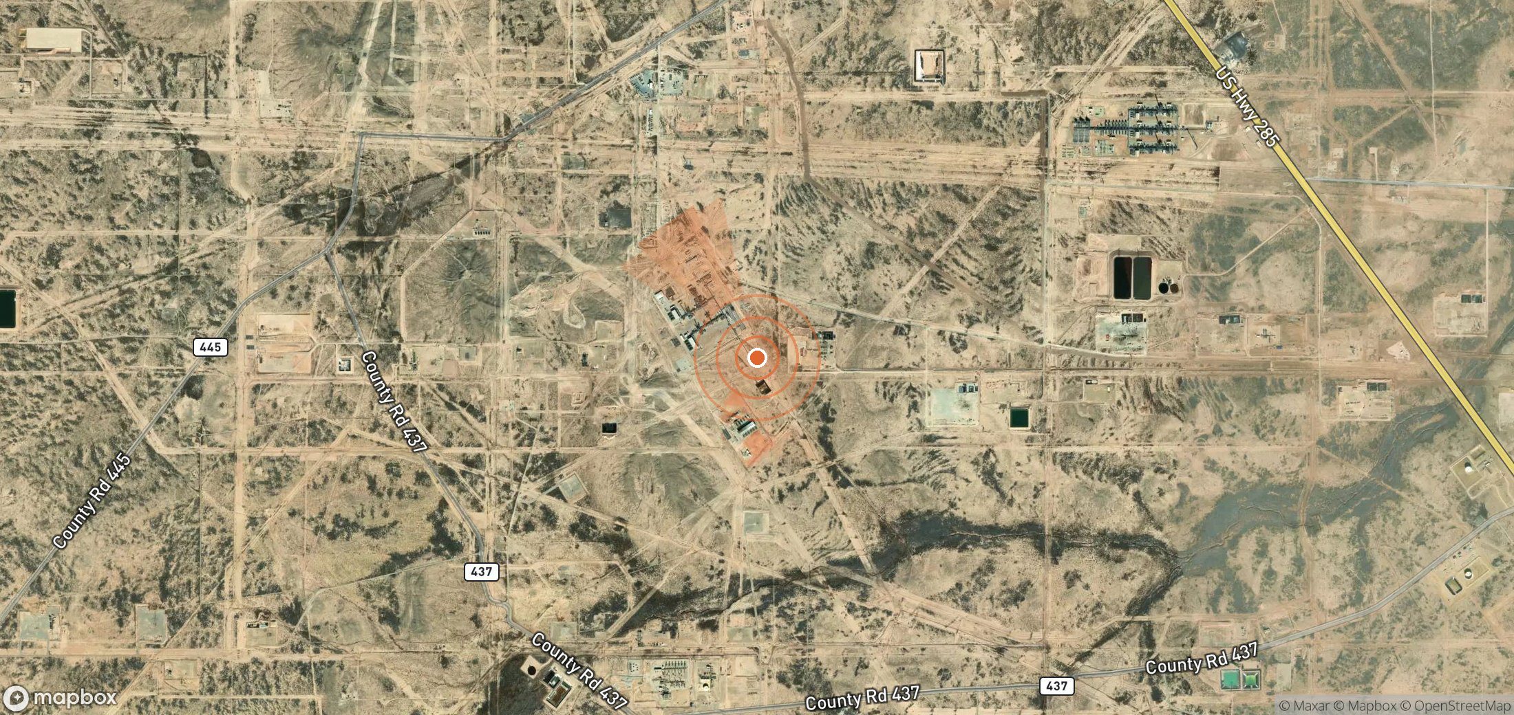 Satellite map of methane plume locations in United States