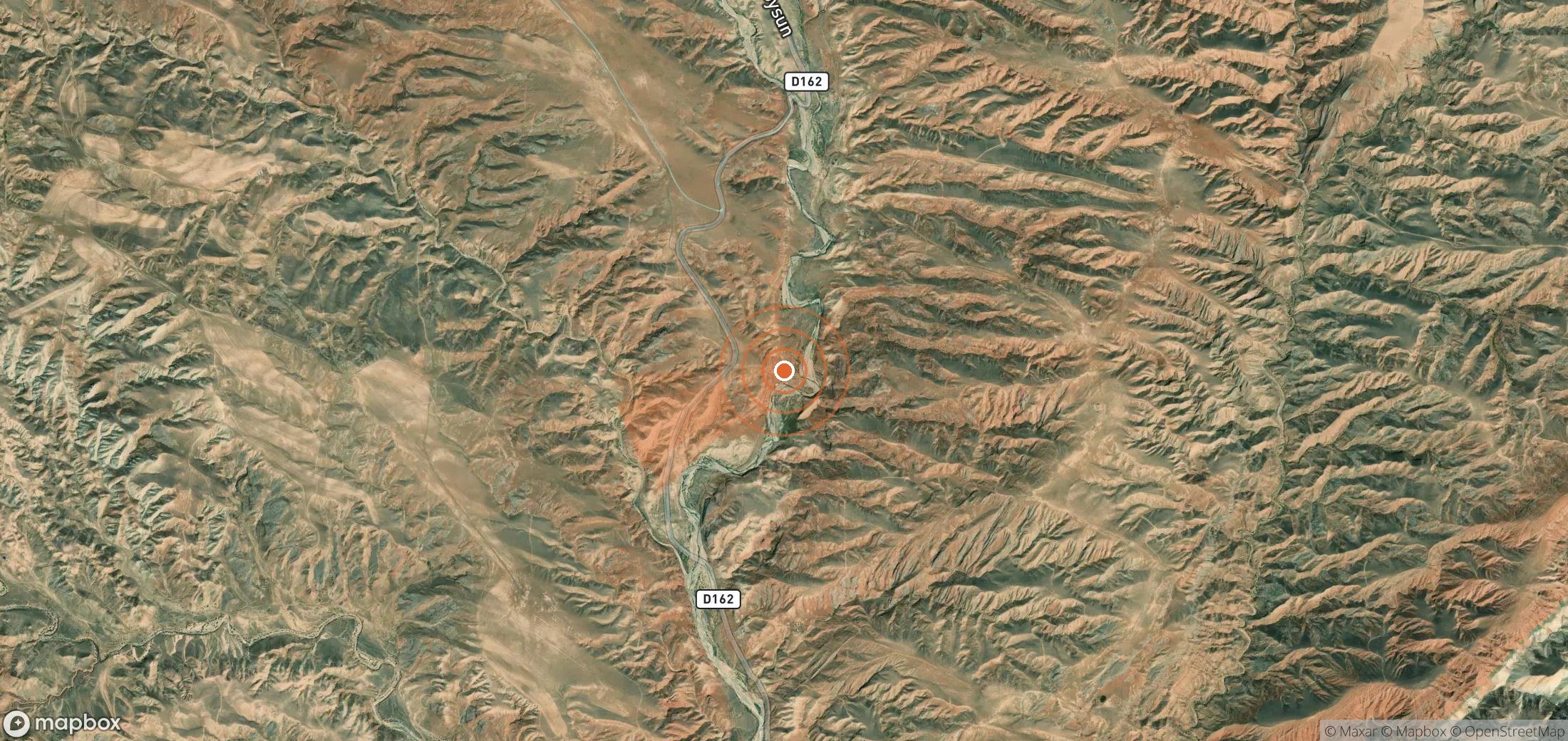 Satellite map of methane plume locations in Uzbekistan