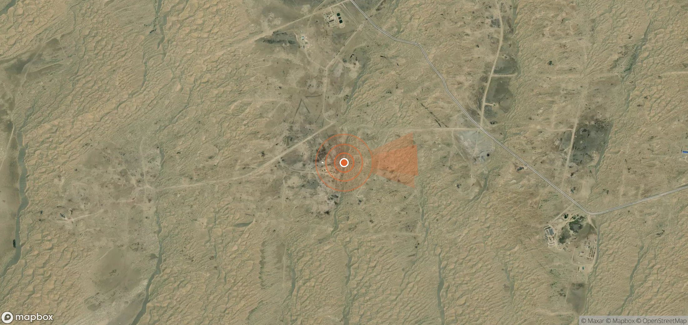 Mapa satelital de plumas de metano en Turkmenistán