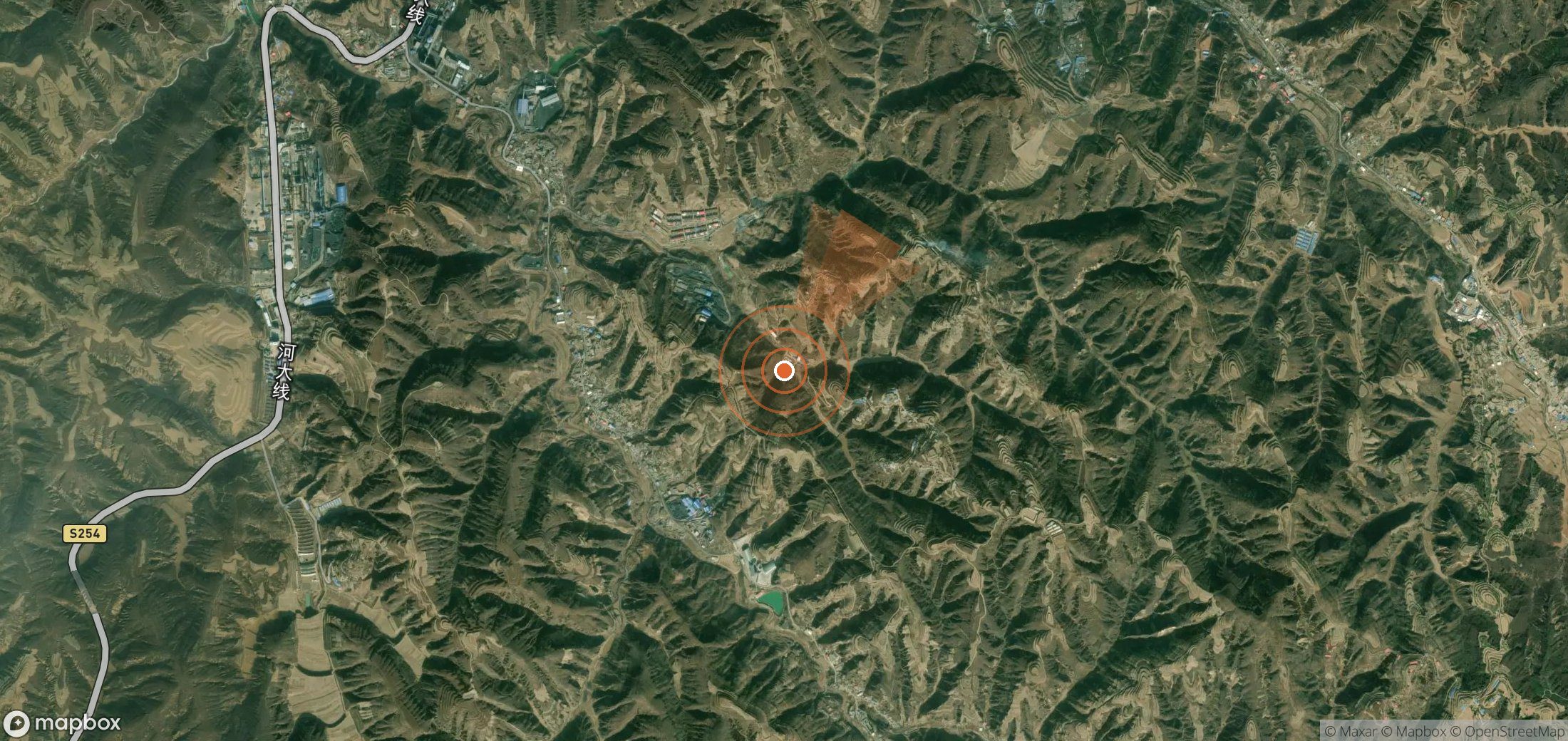Satellite map of methane plume locations in China