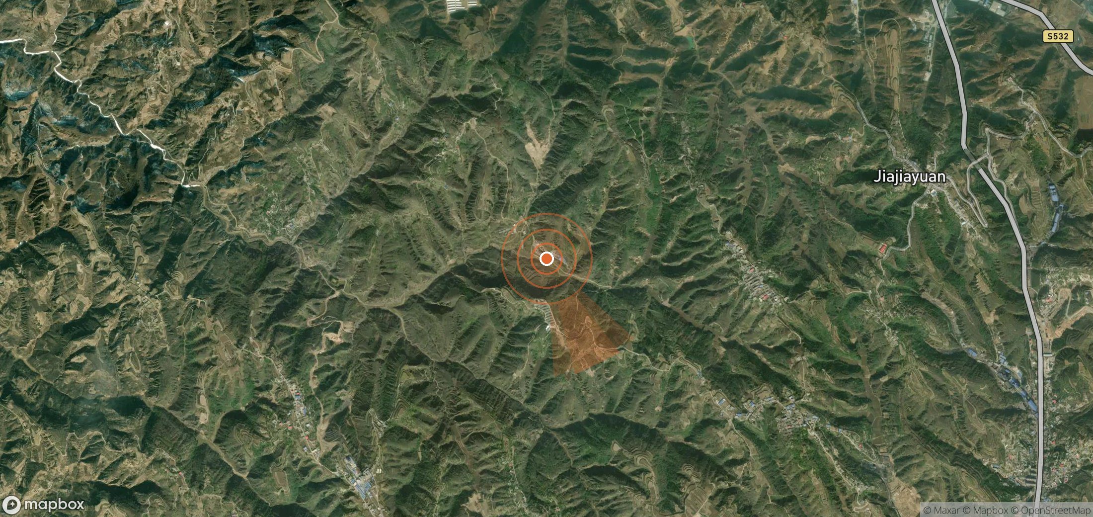 Satellite map of methane plume locations in China