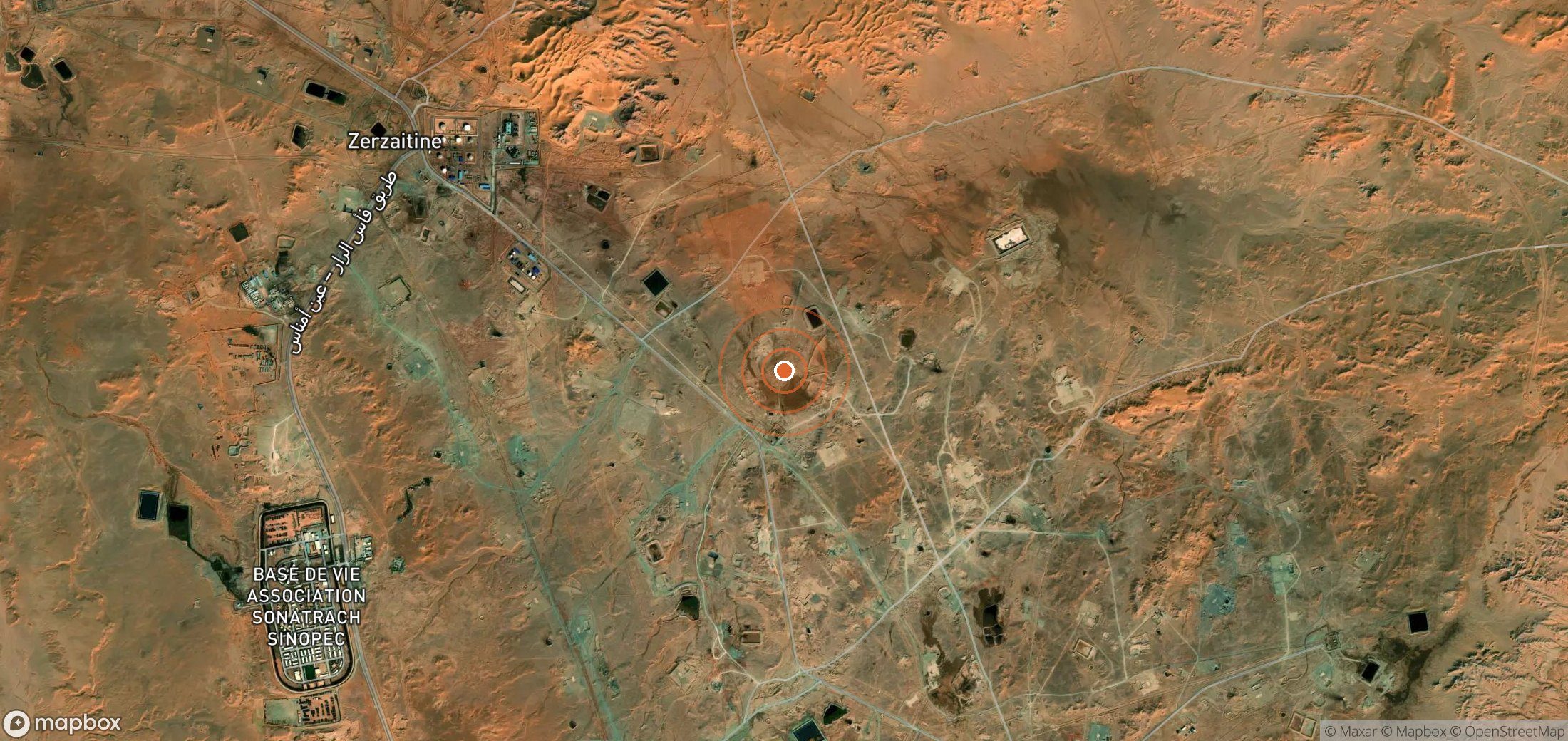 Satellite map of methane plume locations in Algeria