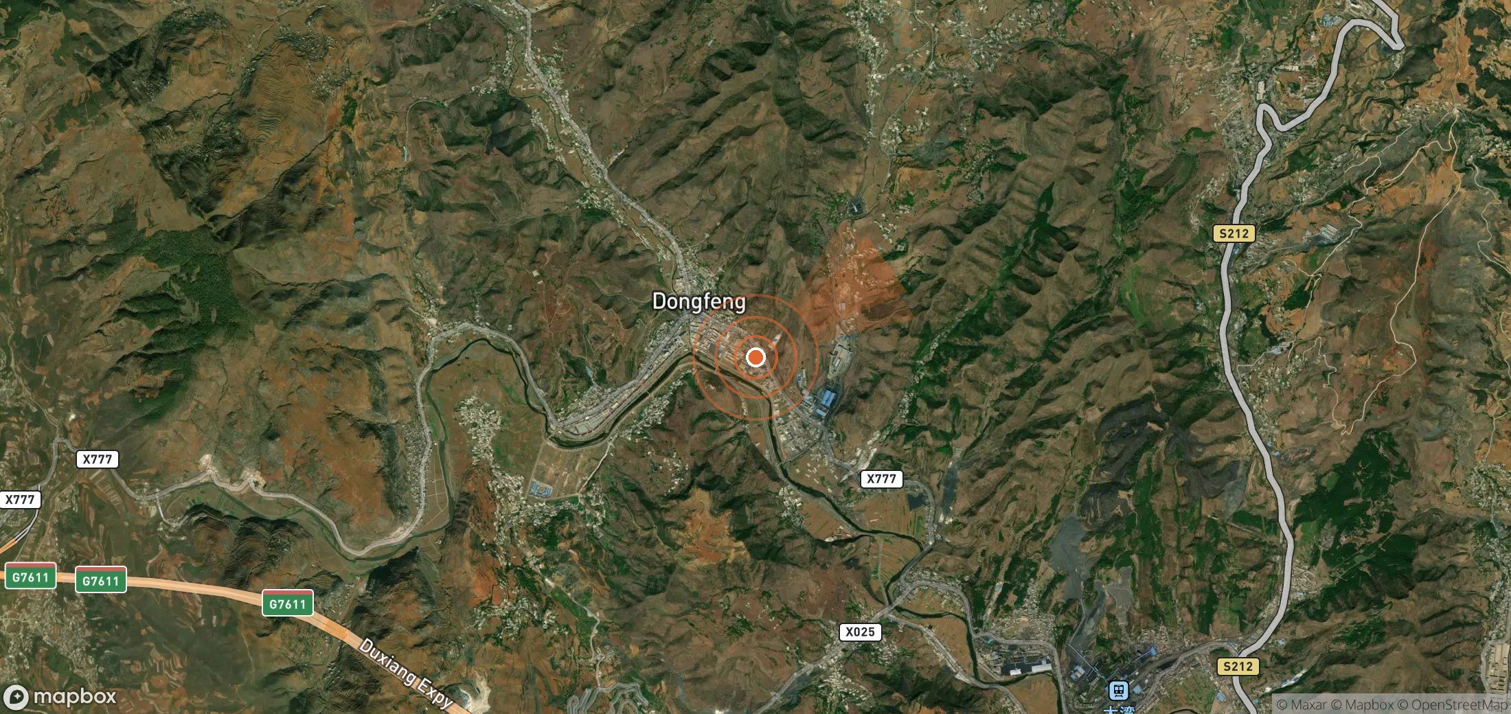 Satellite map of methane plume locations in China