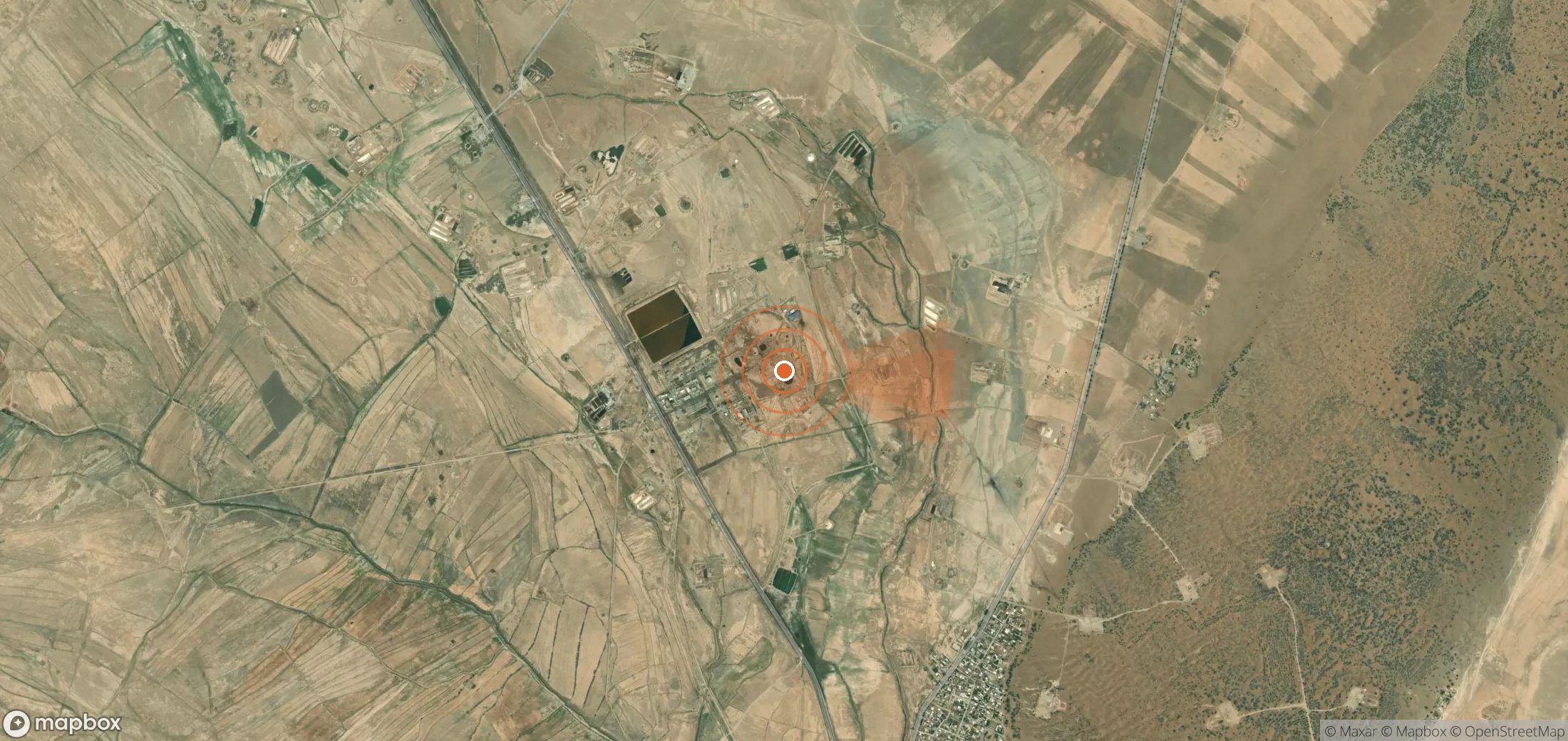 Satellite map of methane plume locations in Iran
