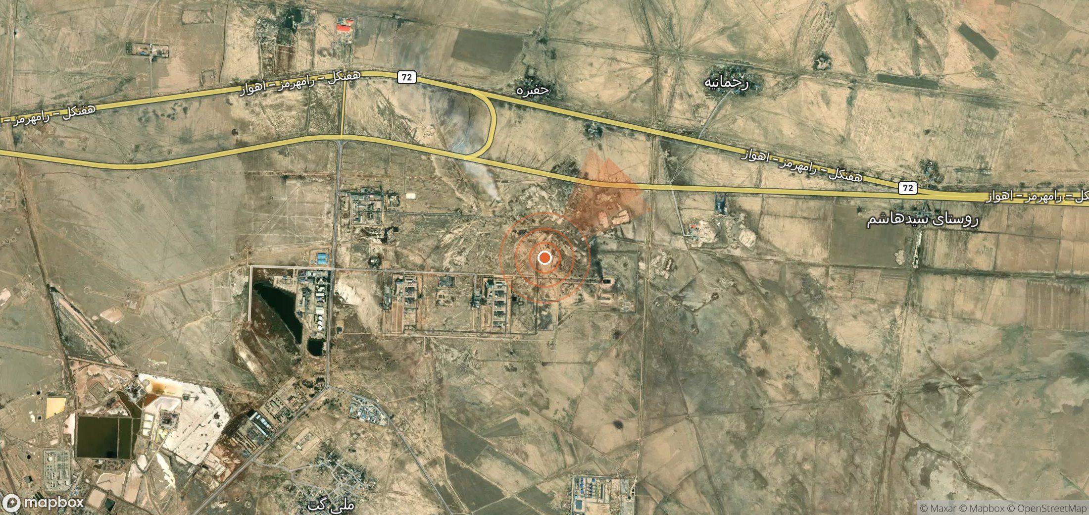 Satellite map of methane plume locations in Iran