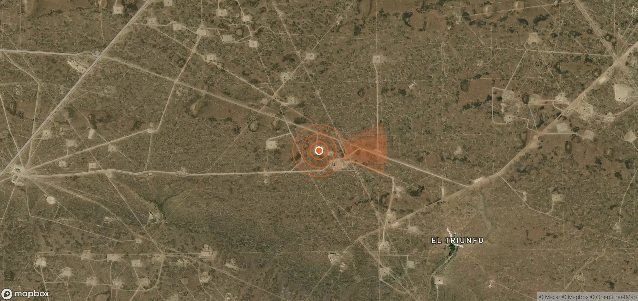 Satellite map of methane plume locations in Argentina
