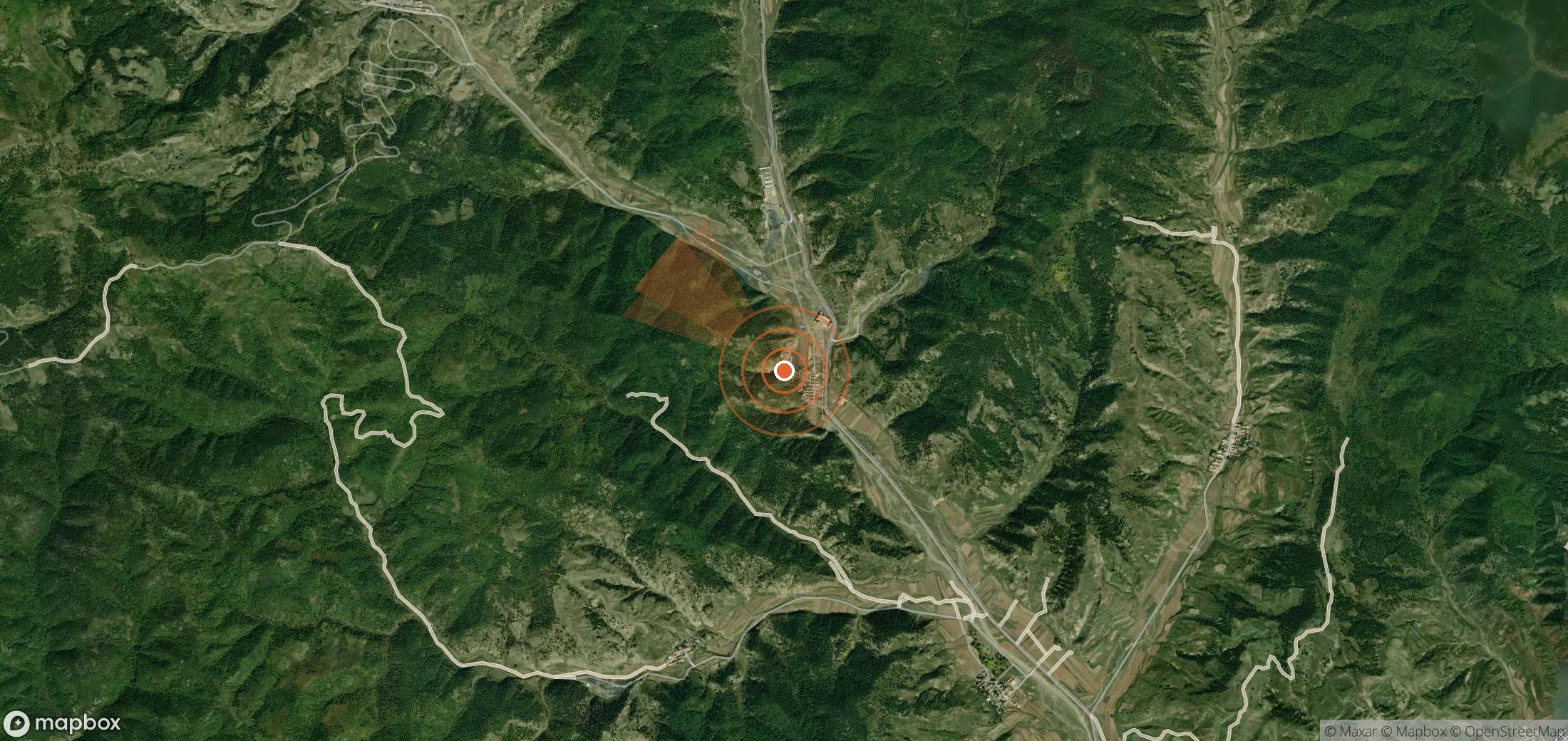 Satellite map of methane plume locations in China