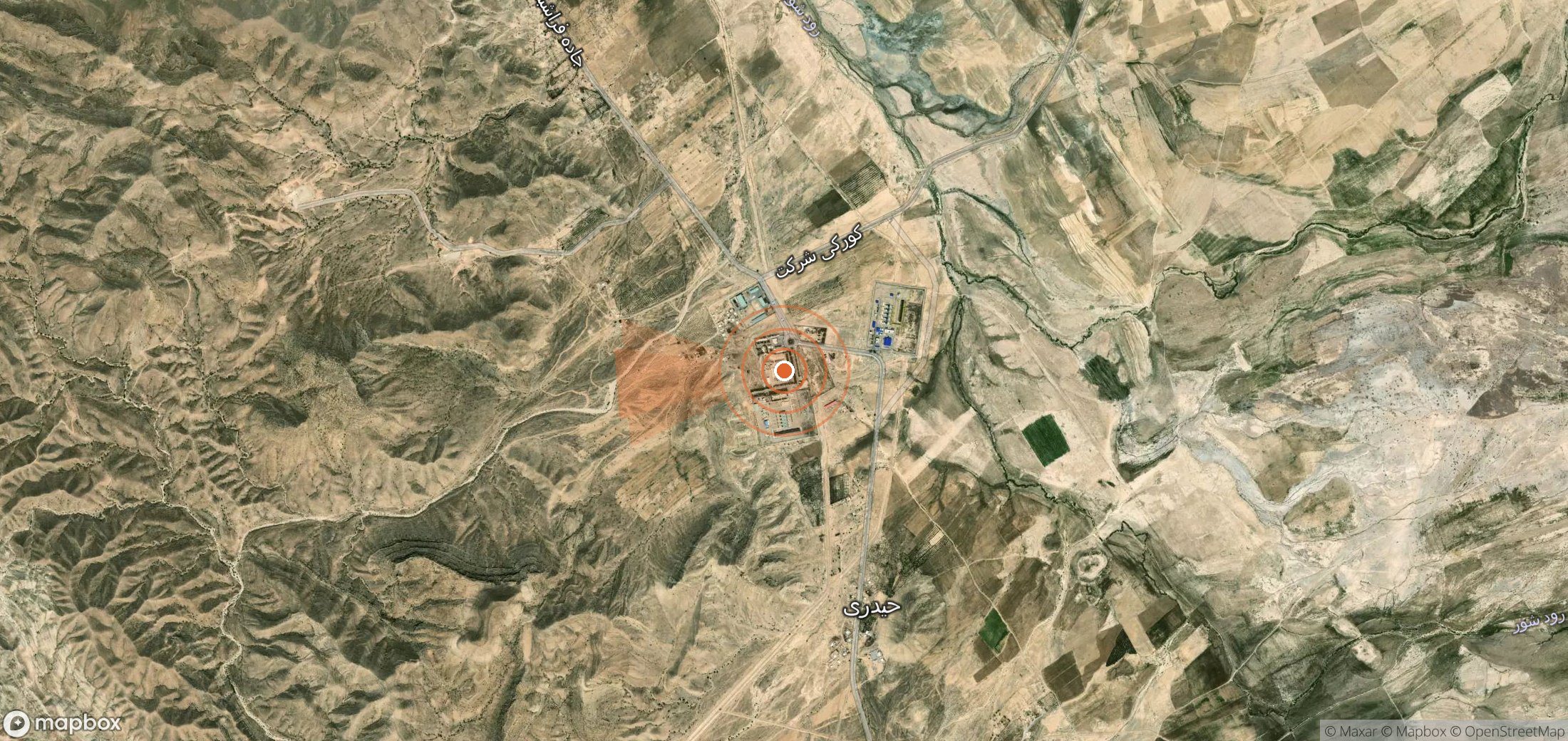 Satellite map of methane plume locations in Iran