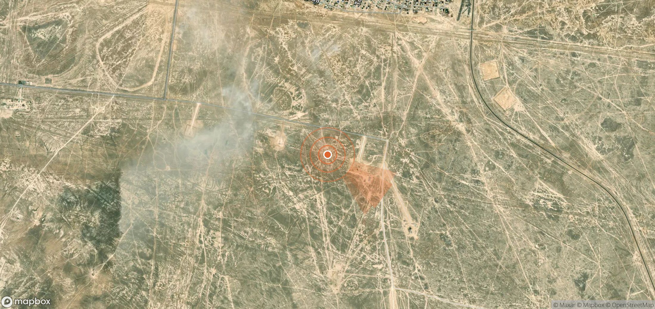 Mapa satelital de plumas de metano en Kazajistán