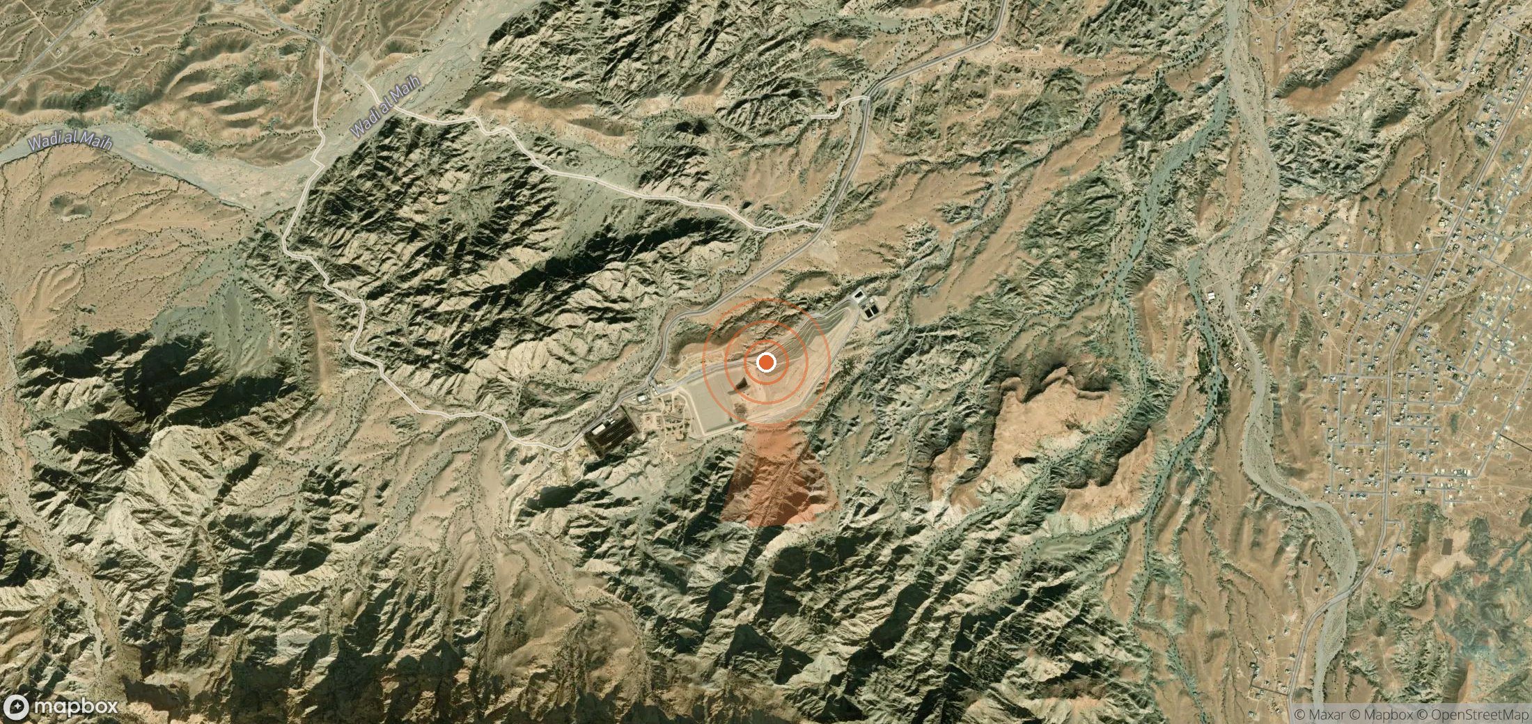 Satellite map of methane plume locations in Oman
