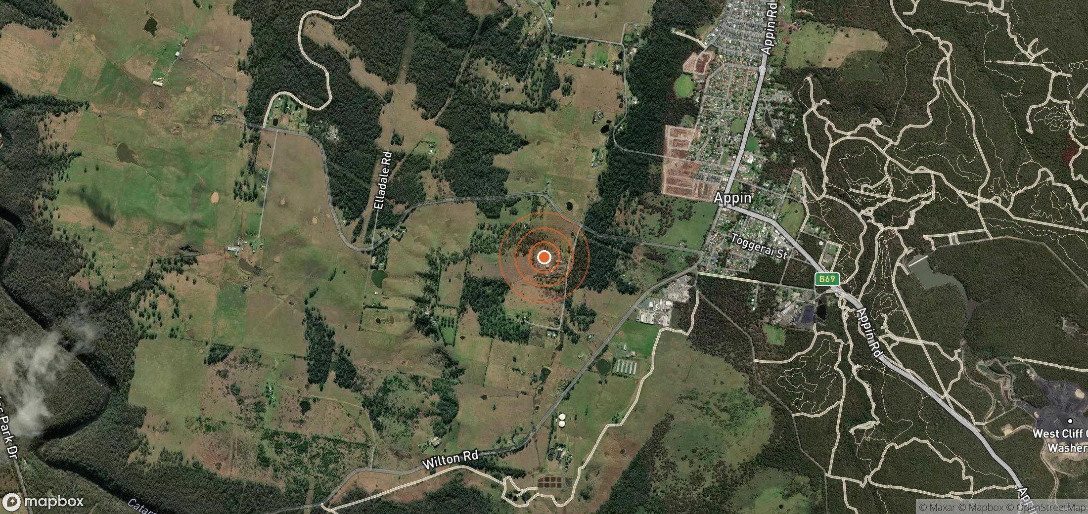 Satellite map of methane plume locations in Australia