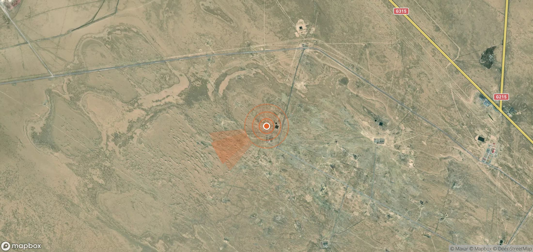 Mapa satelital de plumas de metano en China