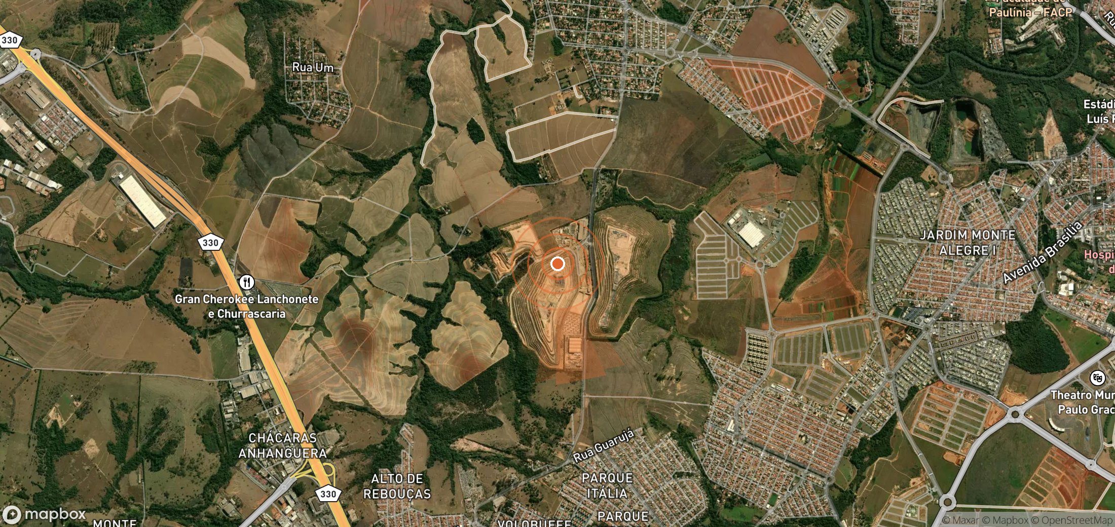 Mapa satelital de plumas de metano en Brasil