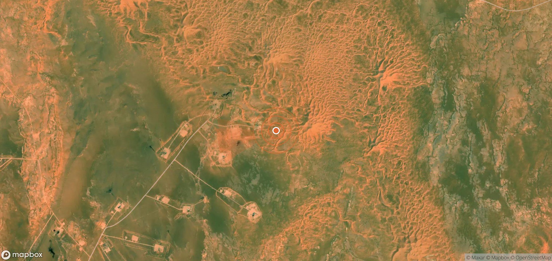 Mapa satelital de plumas de metano en Argelia