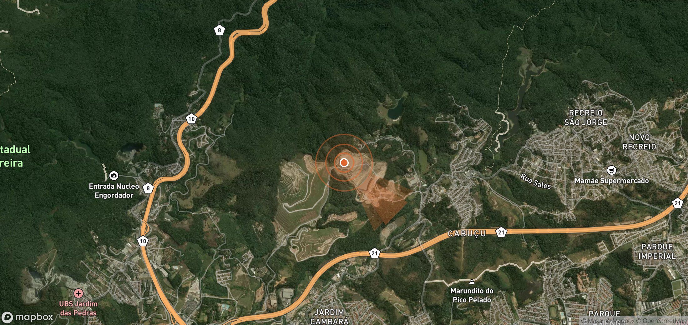 Satellite map of methane plume locations in Brazil