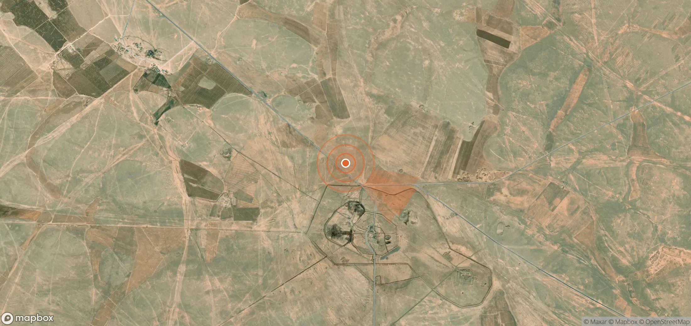 Satellite map of methane plume locations in Syria