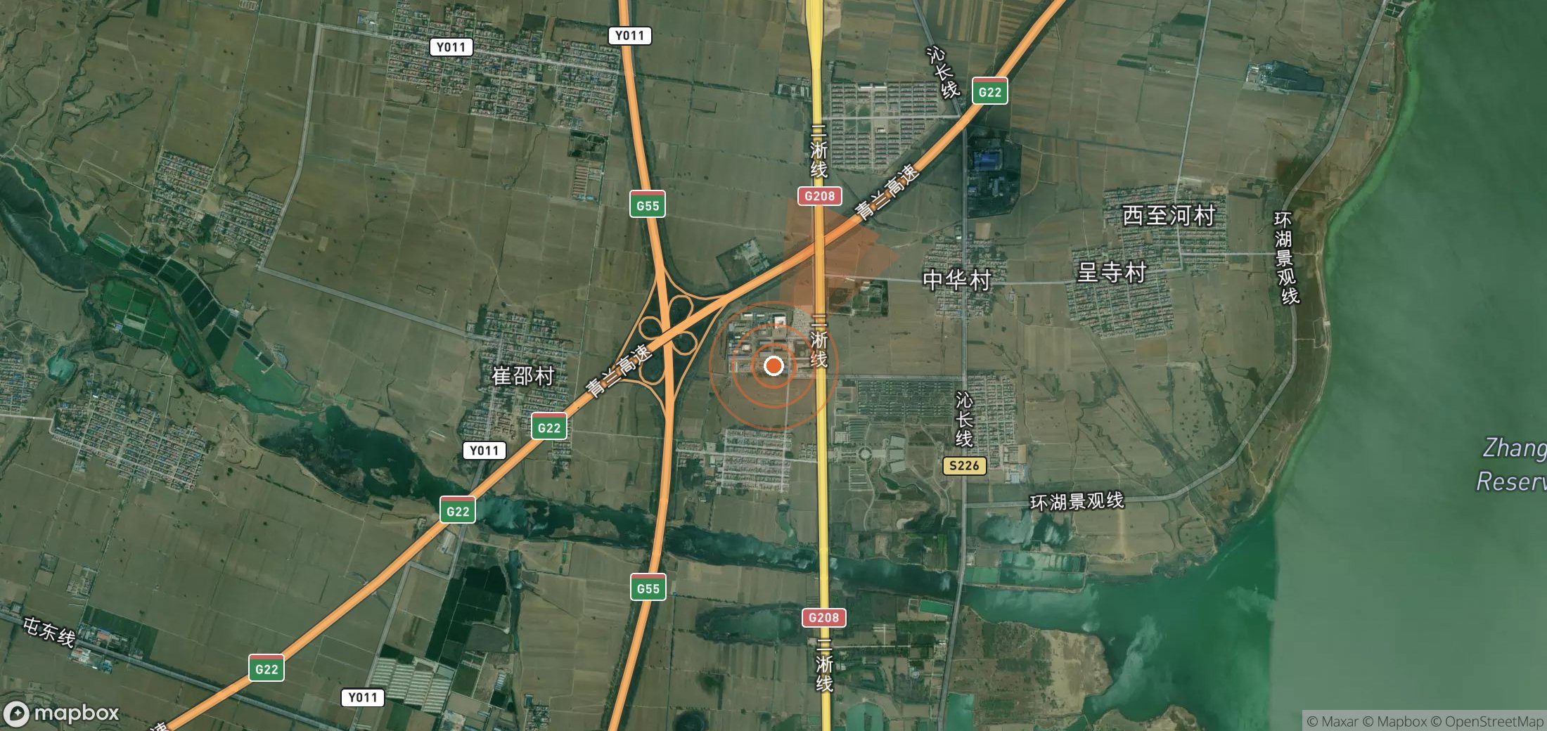 Satellite map of methane plume locations in China