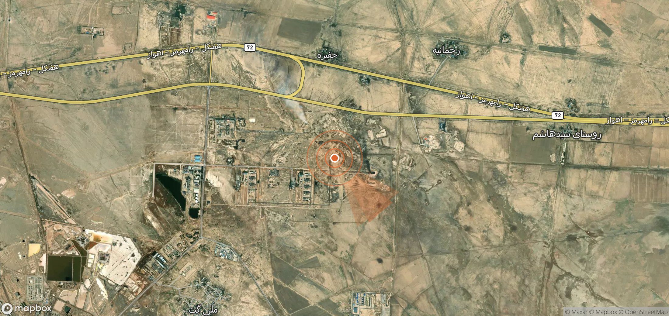 Satellite map of methane plume locations in Iran
