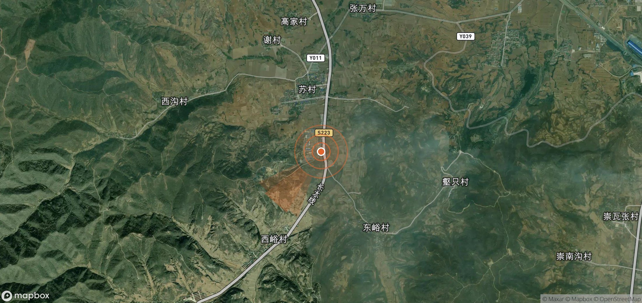 Satellite map of methane plume locations in China