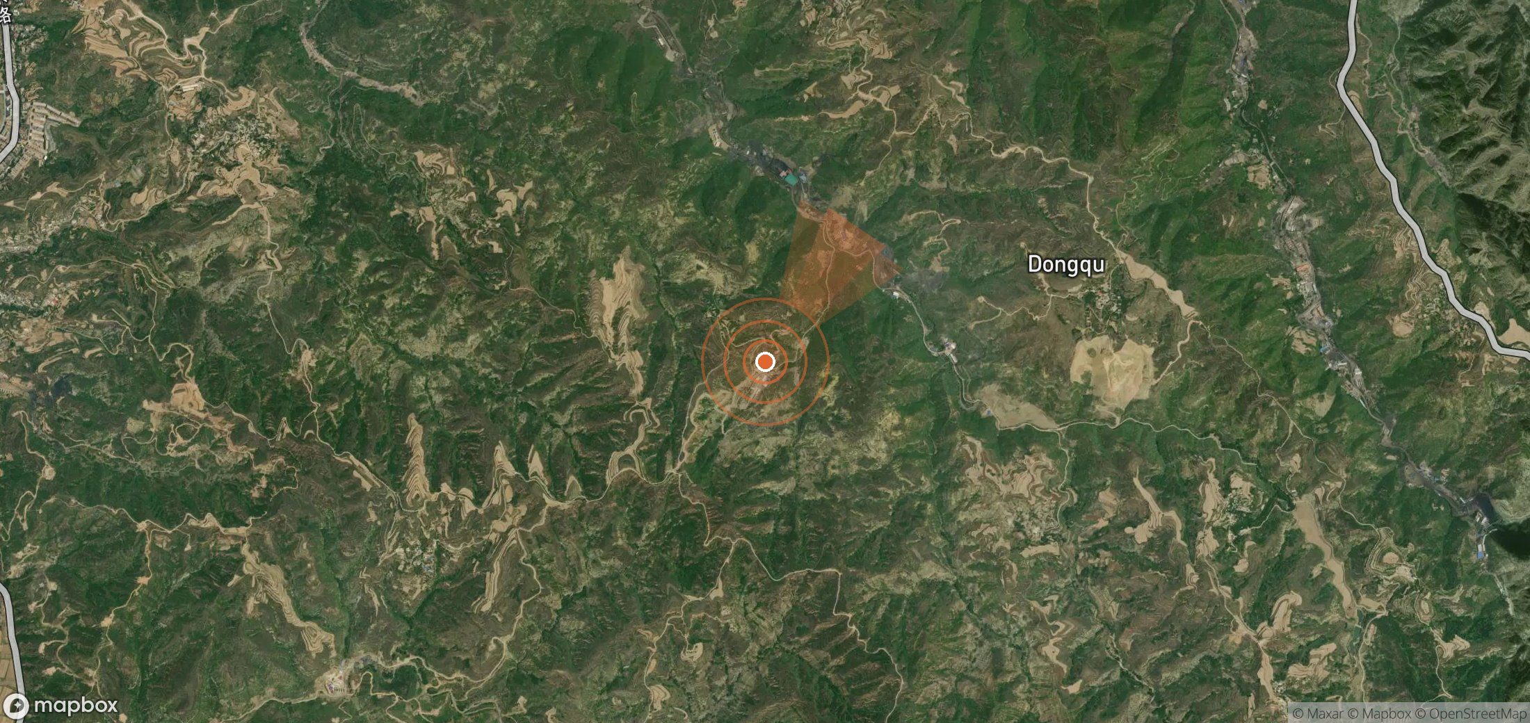 Satellite map of methane plume locations in China