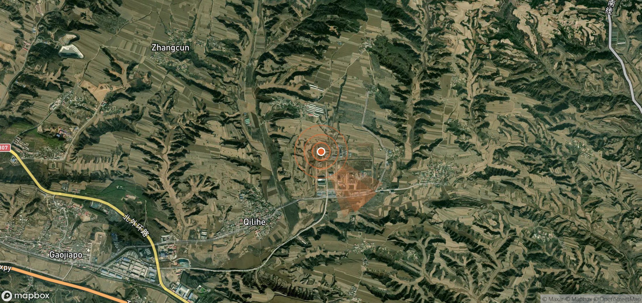 Mapa satelital de plumas de metano en China