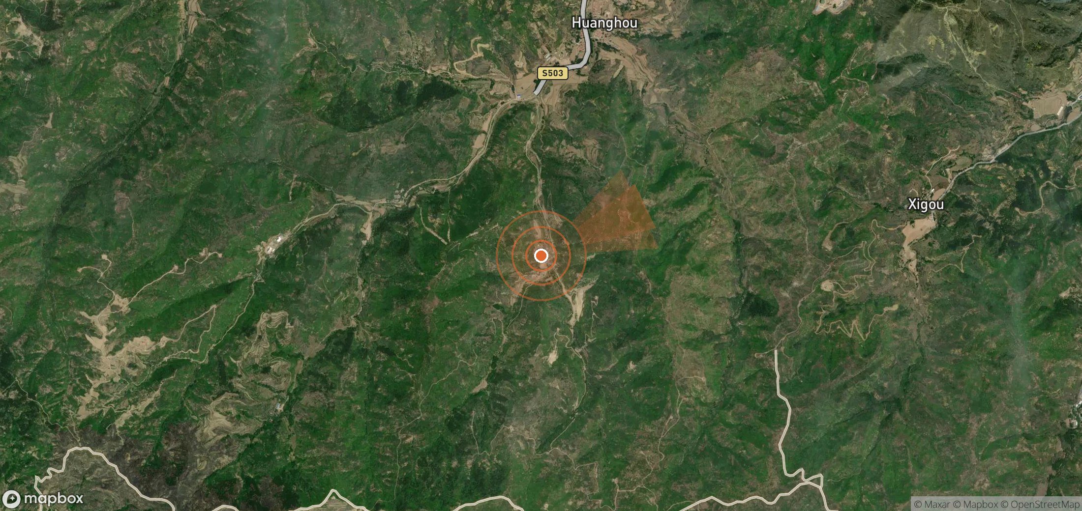 Satellite map of methane plume locations in China