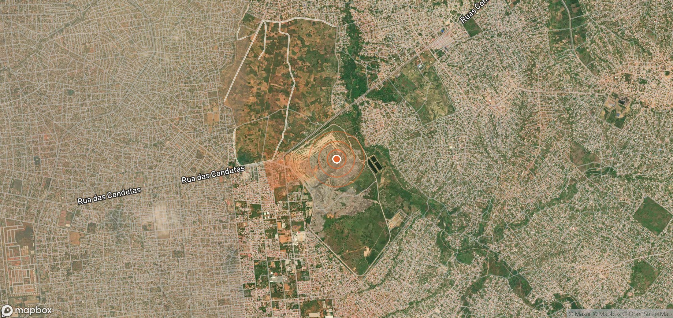 Satellite map of methane plume locations in Angola
