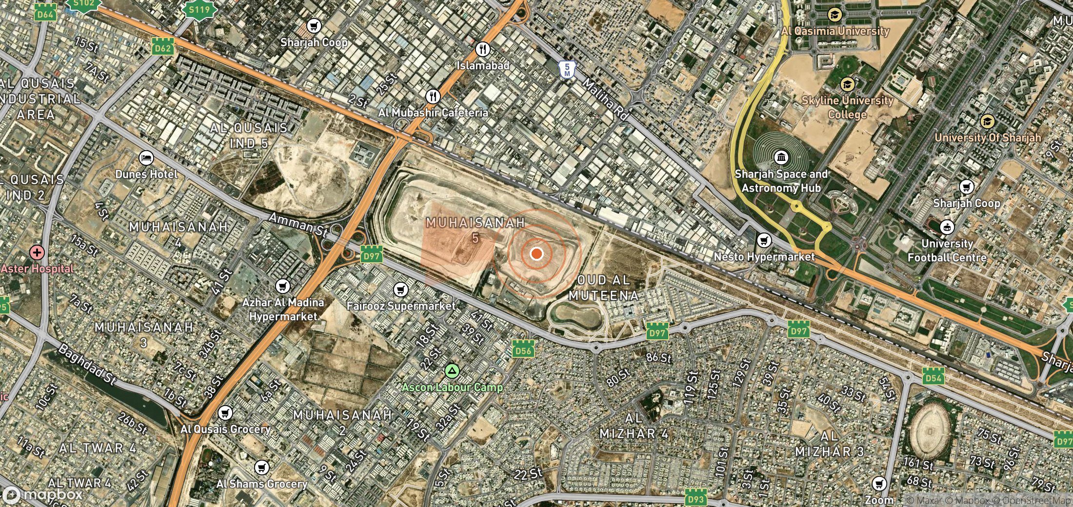 Satellite map of methane plume locations in United Arab Emirates