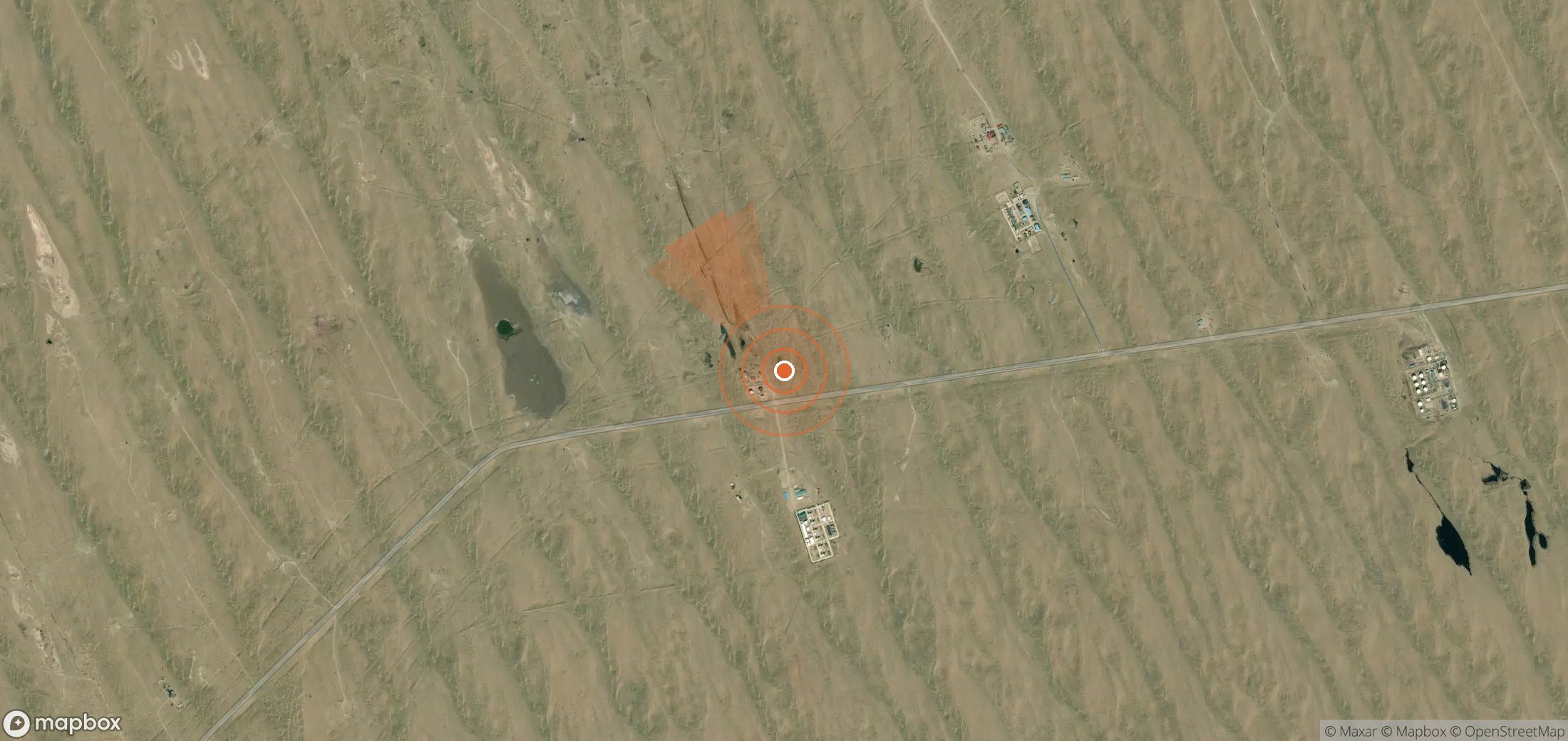 Satellite map of methane plume locations in Turkmenistan