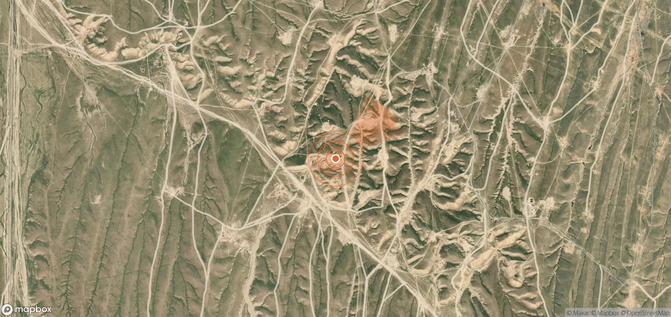 Satellite map of methane plume locations in Uzbekistan