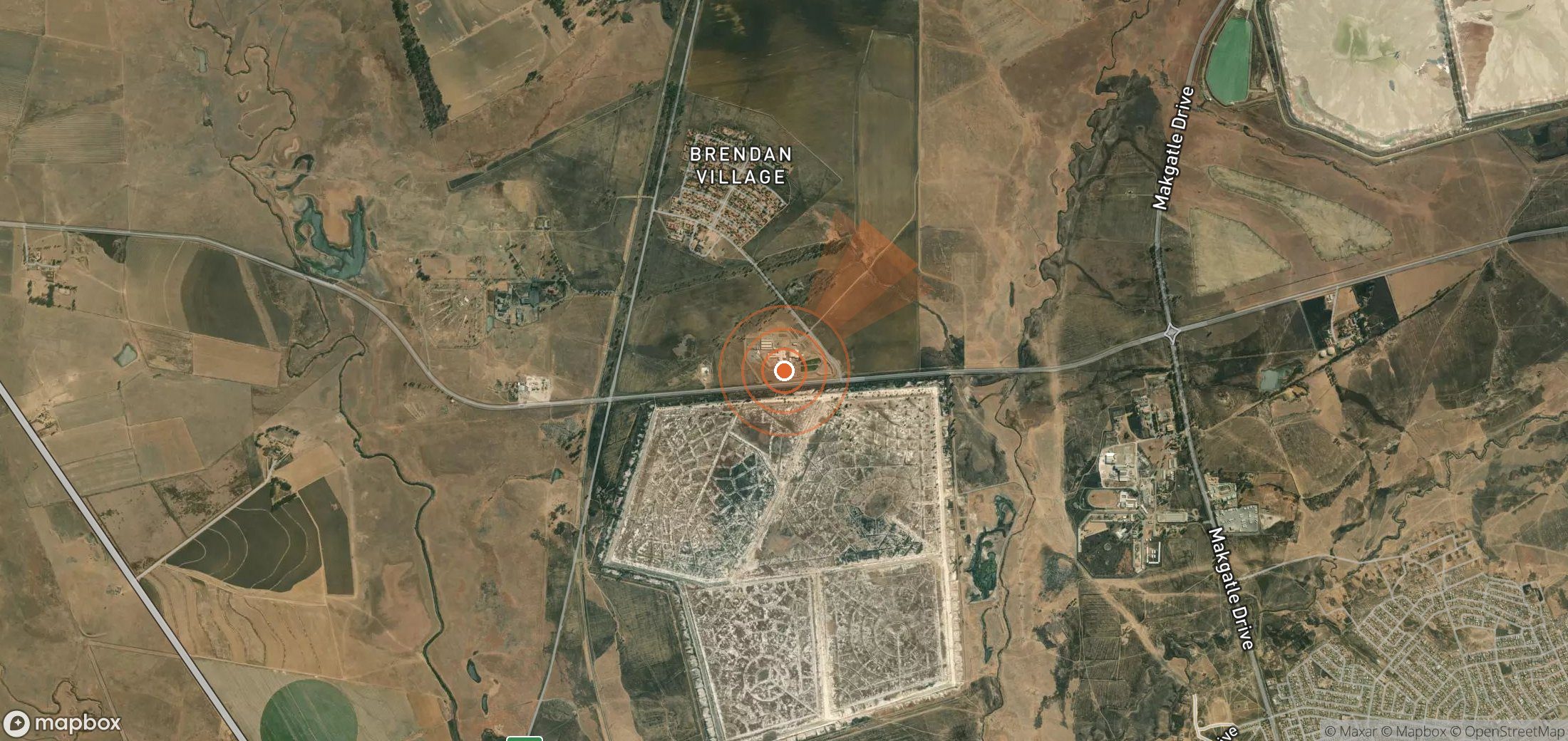 Mapa satelital de plumas de metano en Sudáfrica