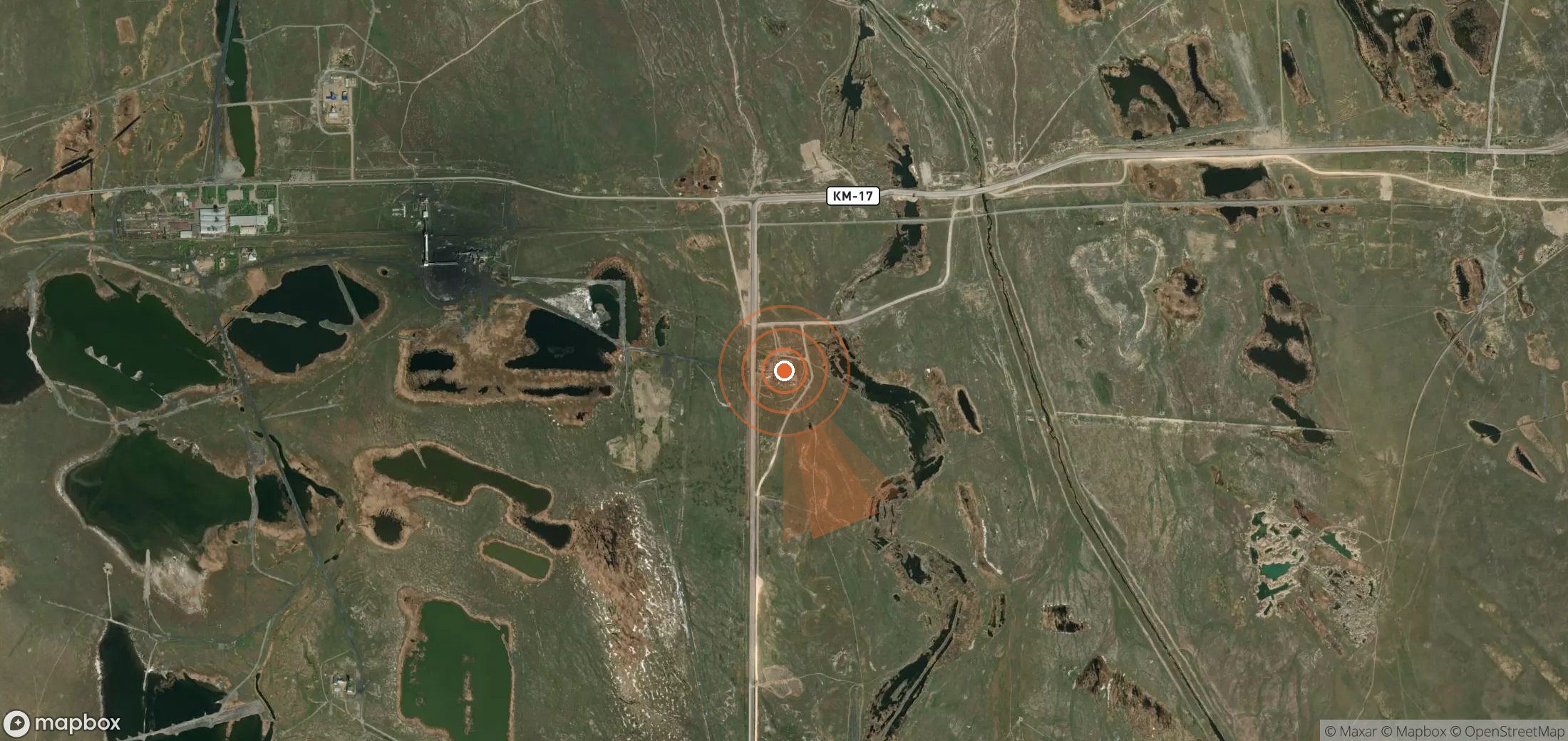 Mapa satelital de plumas de metano en Kazajistán