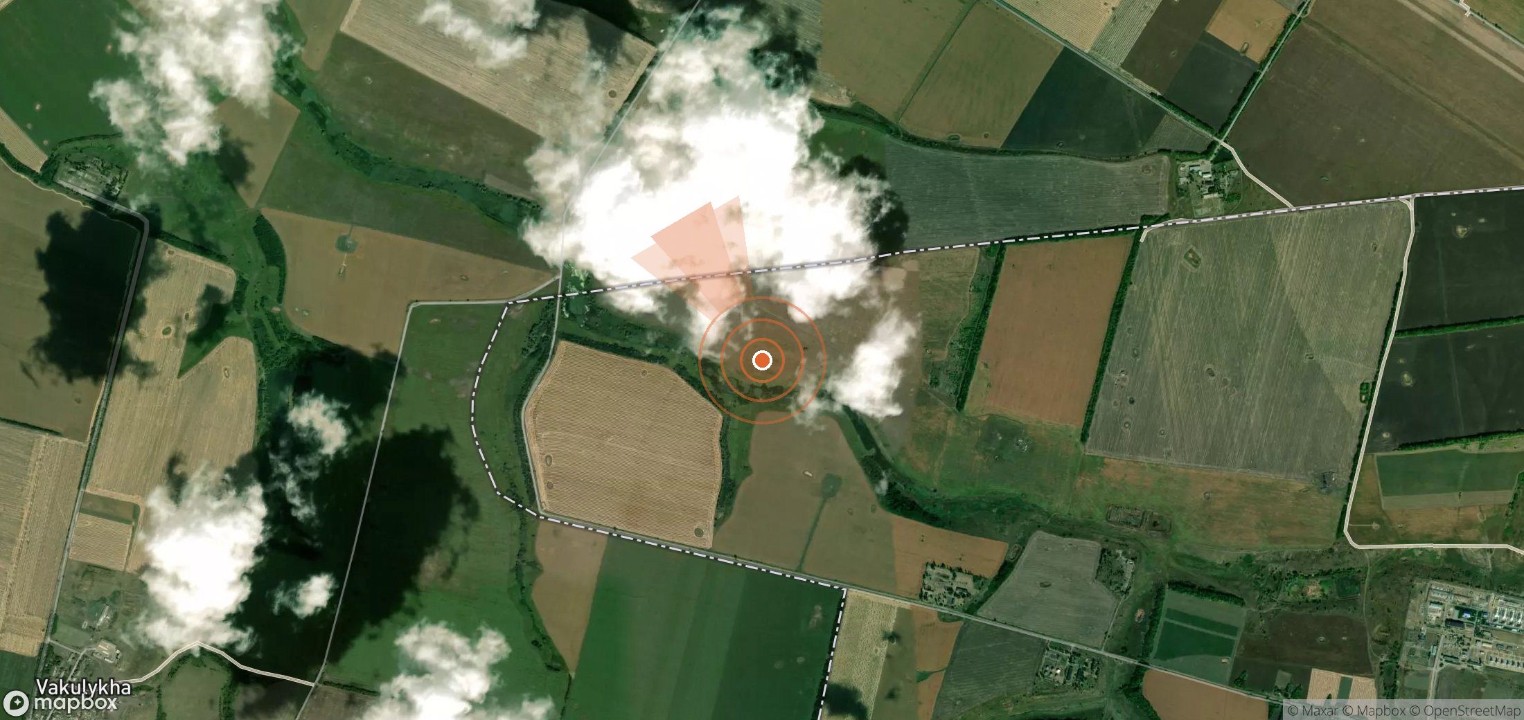 Satellite map of methane plume locations in Ukraine