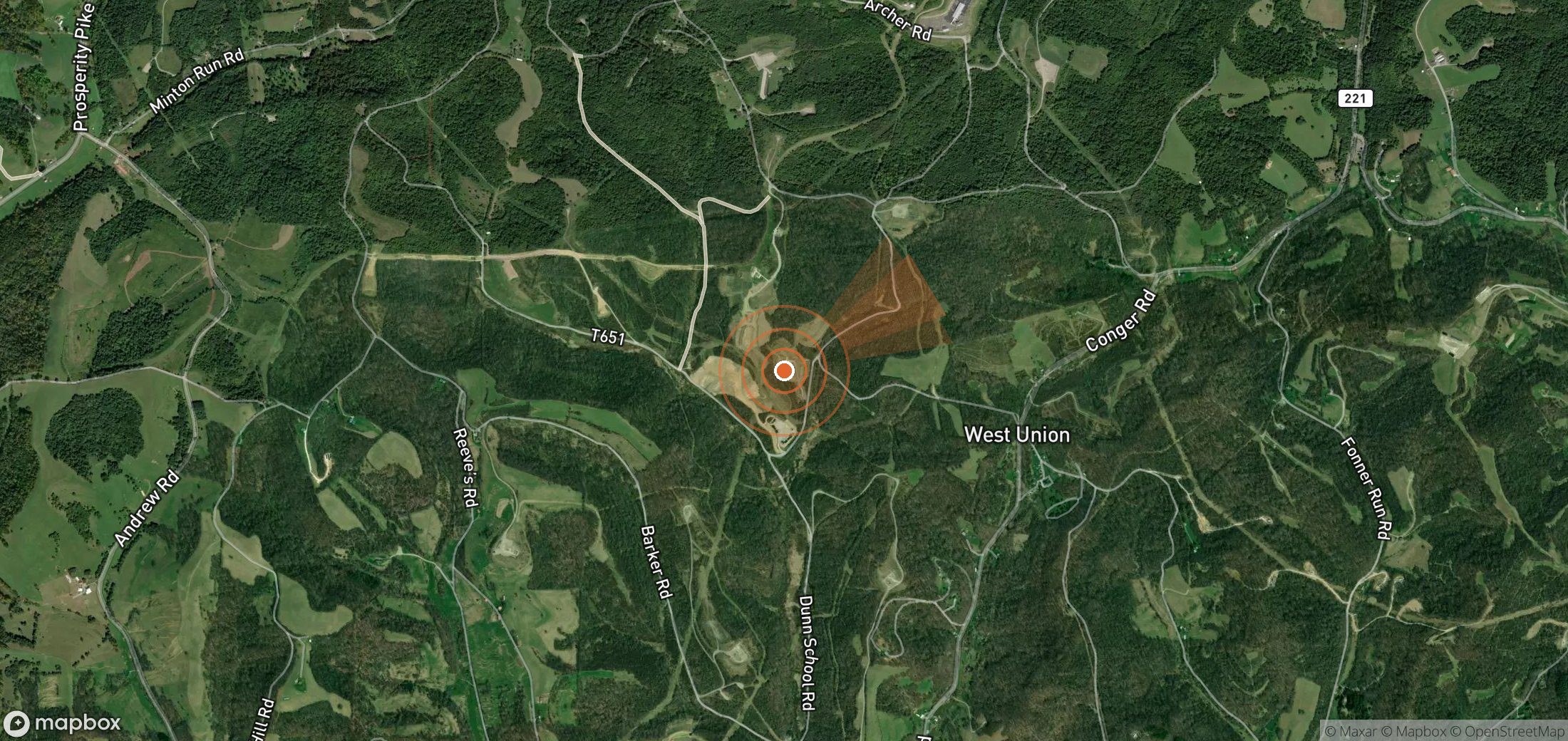 Mapa satelital de plumas de metano en Estados Unidos
