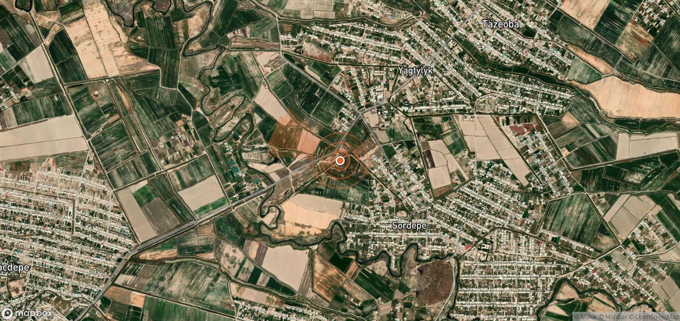 Satellite map of methane plume locations in Turkmenistan