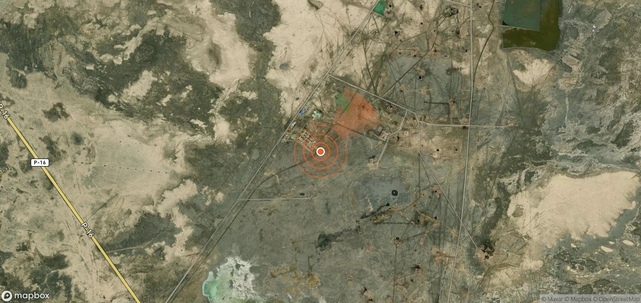 Mapa satelital de plumas de metano en Turkmenistán