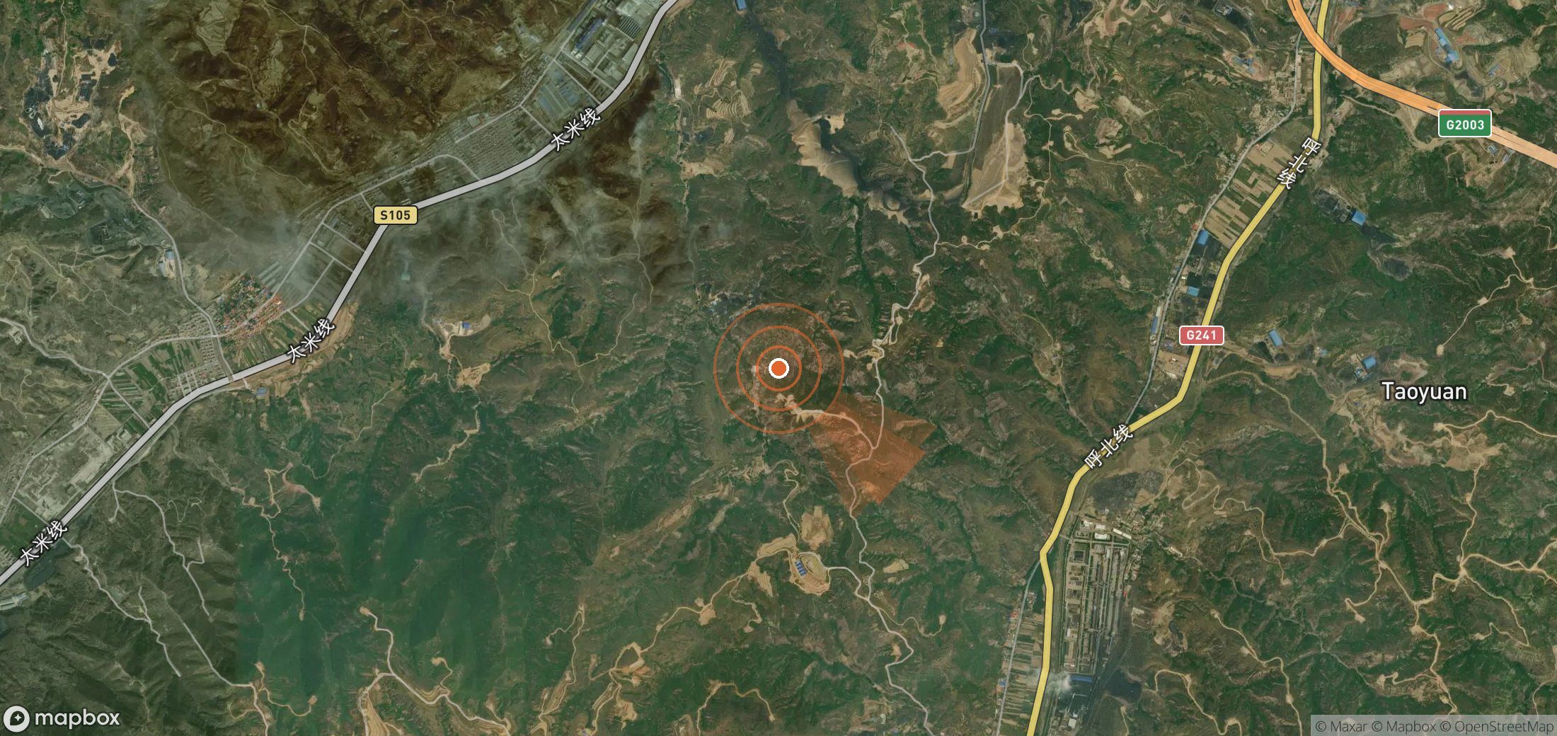 Satellite map of methane plume locations in China